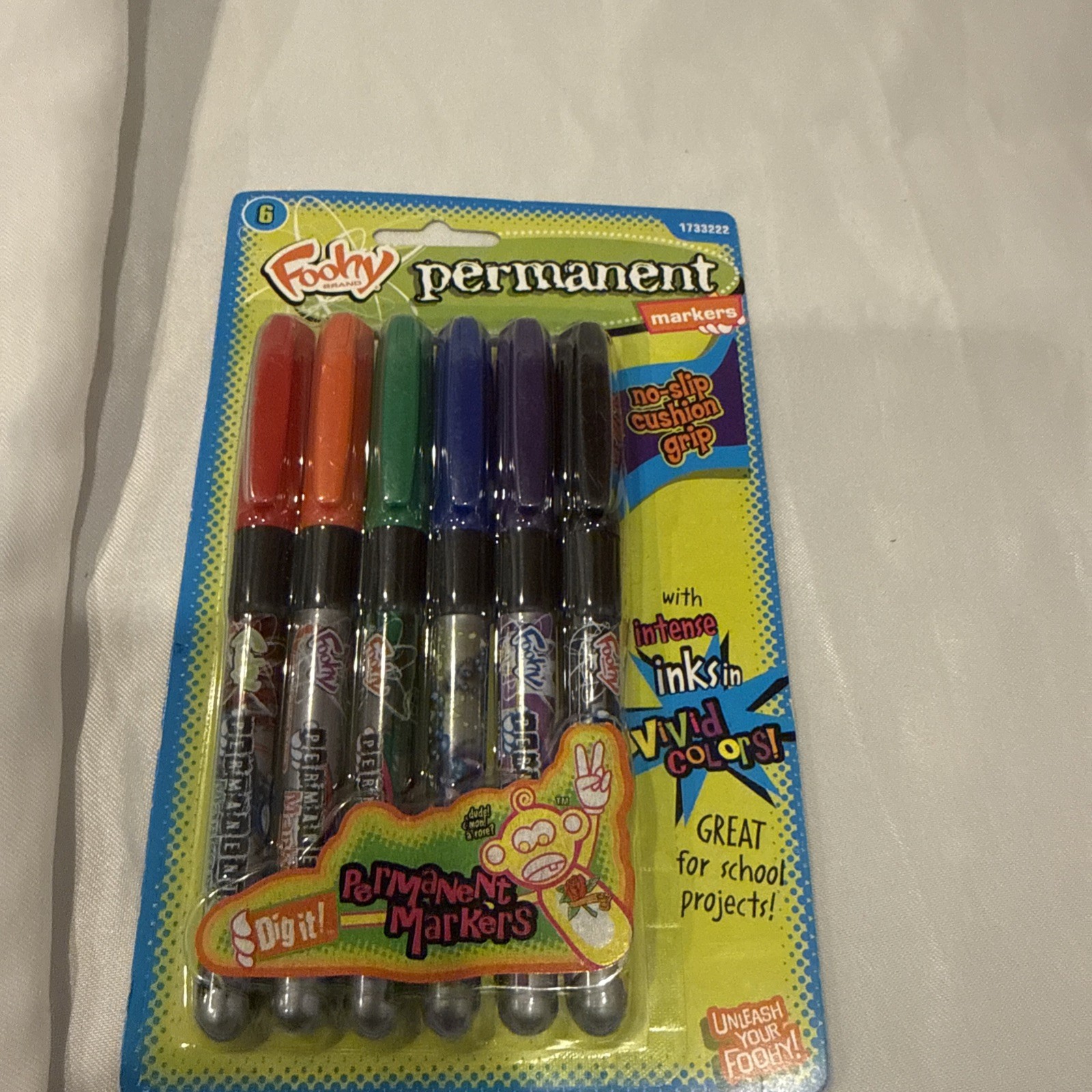 Foohy Brand Permanent Markers Vintage Collectible 6 Pack New Sealed No Slip Grip