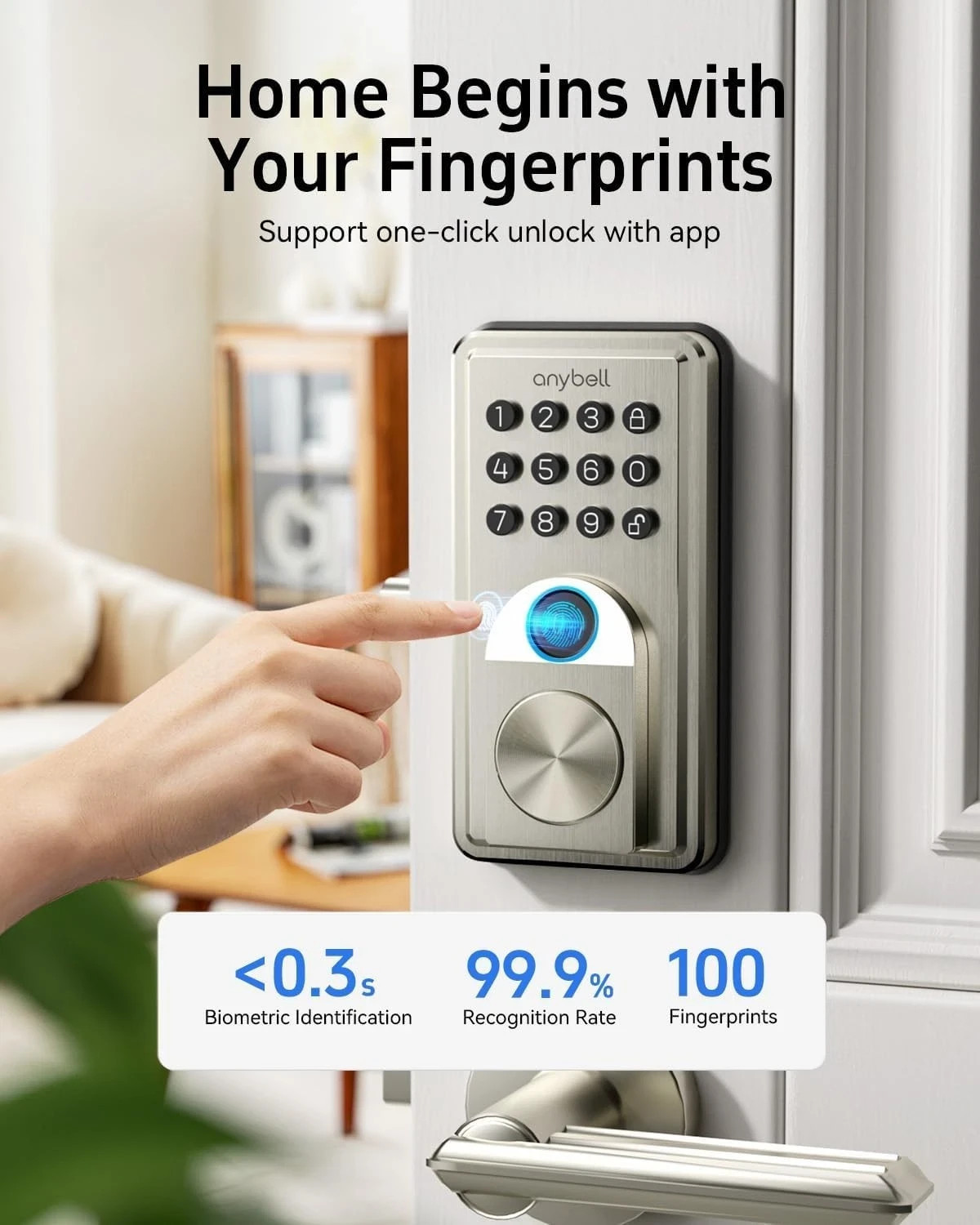 Smart Door Lock Fingerprint Keyless Entry Digital Keypad Passcode Bluetooth APP
