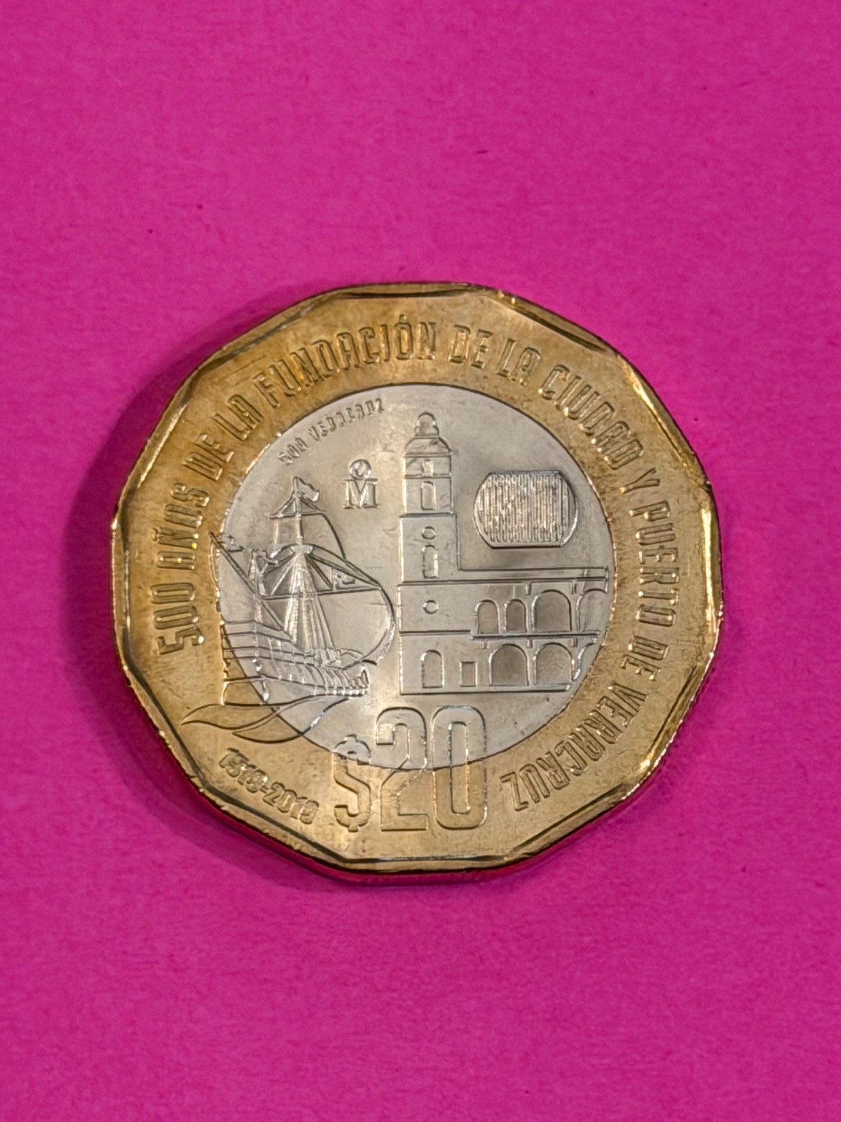 COIN MEXICO 2019 20 PESOS  500 ANOS MEXICO FREE SHIPPING