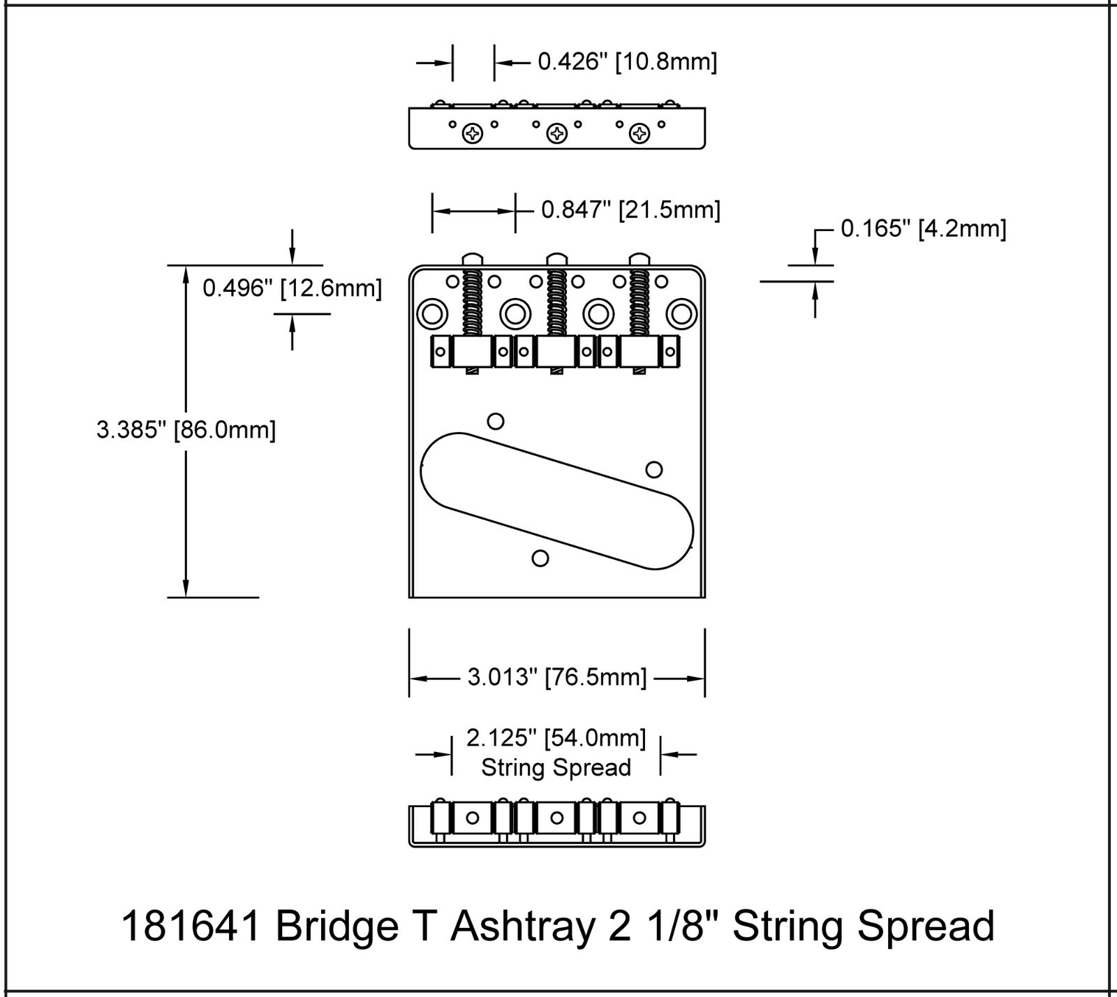Bridge T Ashtray Chrome 2 1/8" String Spread 181641CH