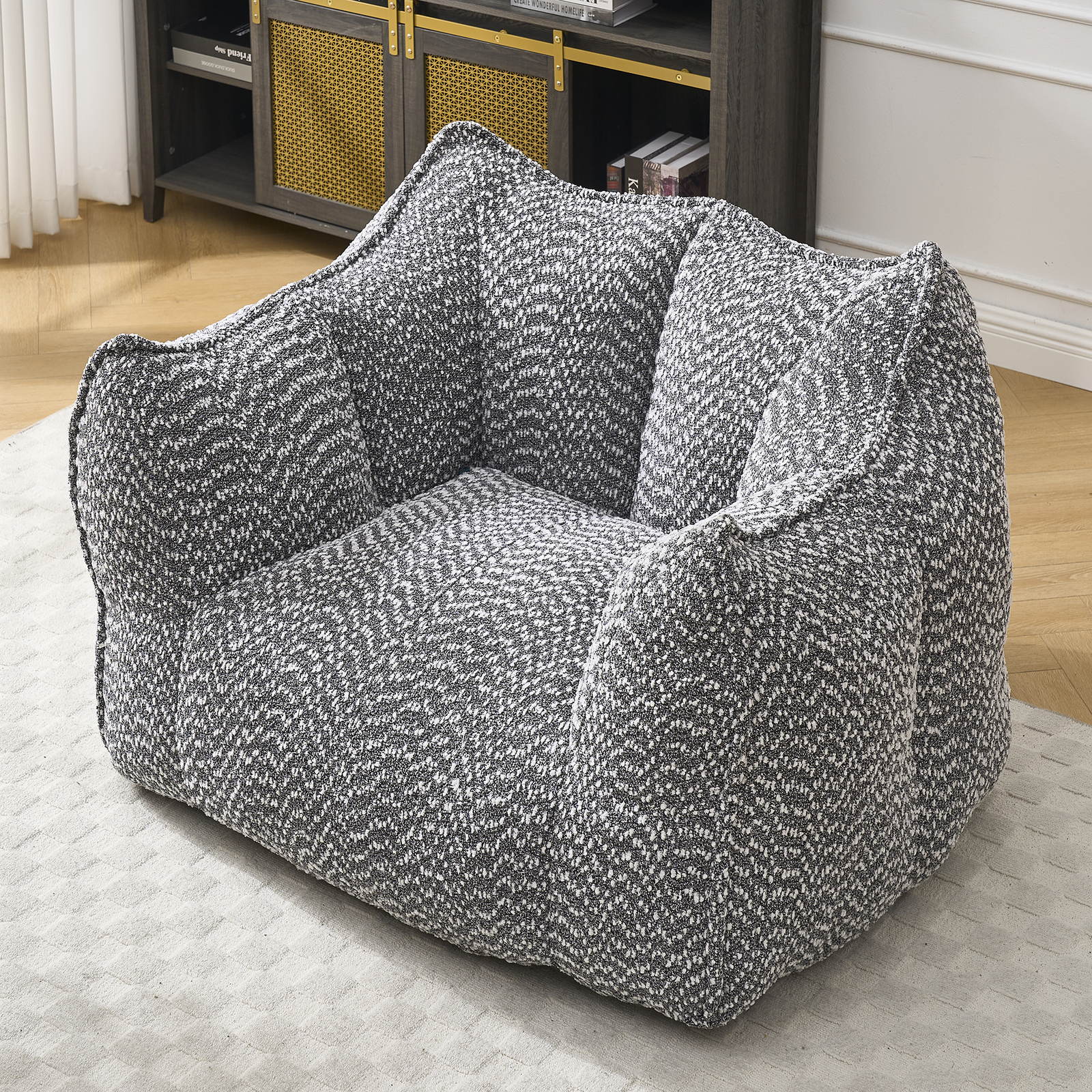 Bean Bag Chairs resilient foam for bedrooms comfortable square lazy sofa Grey