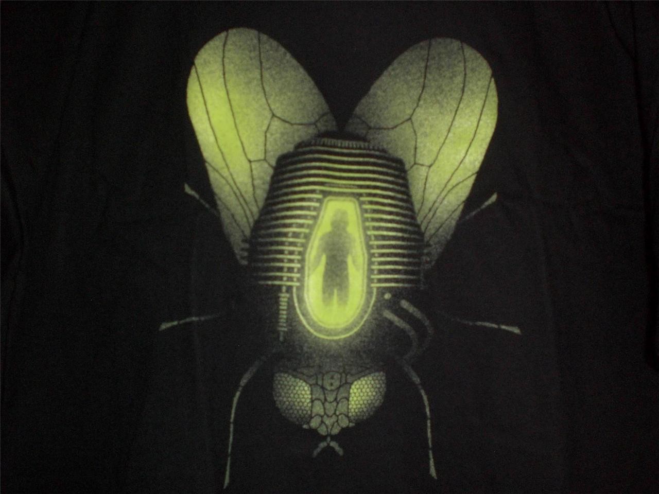 TeeFury Fly XLARGE "The Fly" 1986 Movie Chamber Glow In The Dark Ink Shirt BLACK