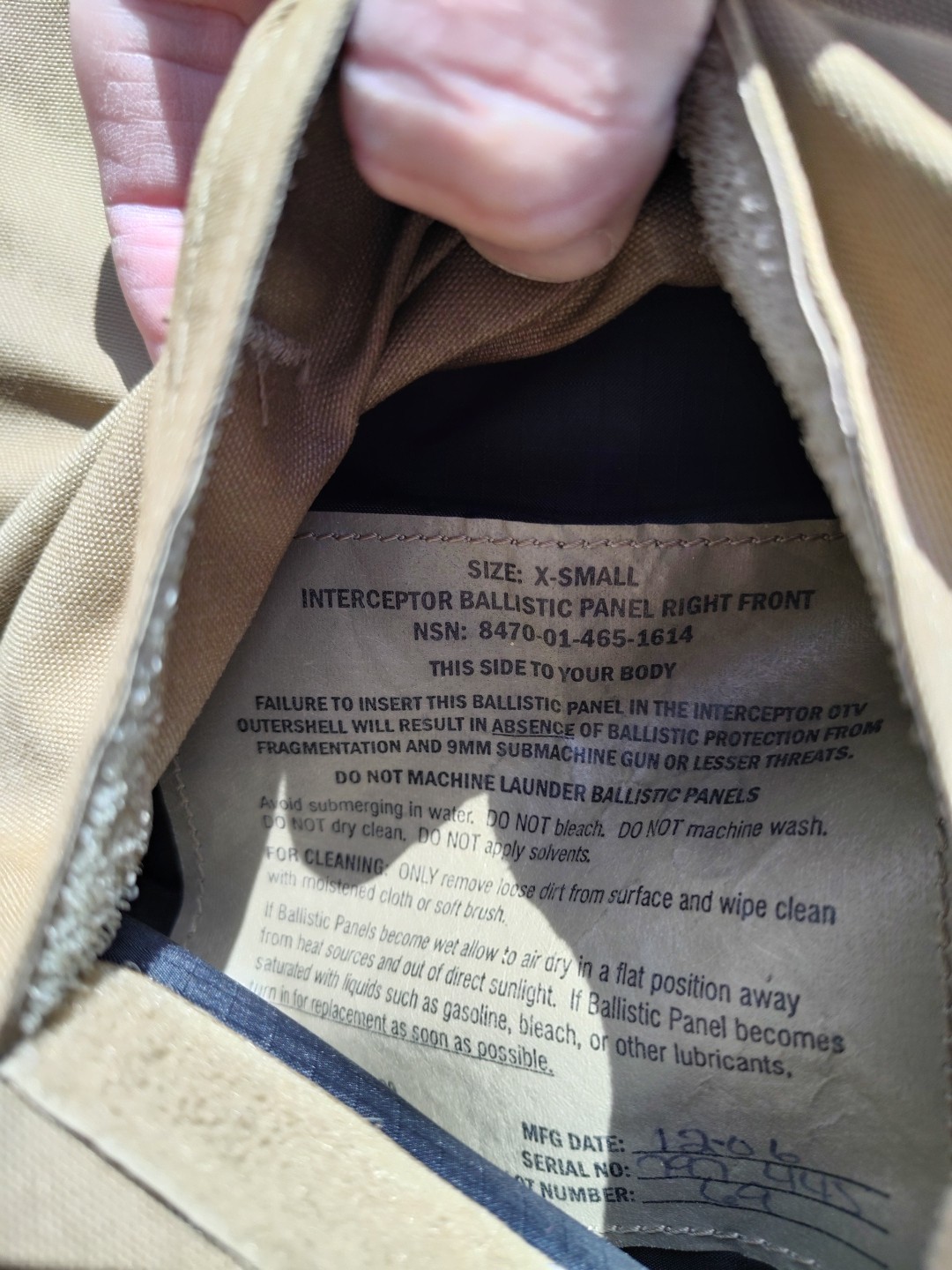 XS - Flack jacket Intercptor P-B Base Vest WITH Inserts Armor Built In. USMC!!