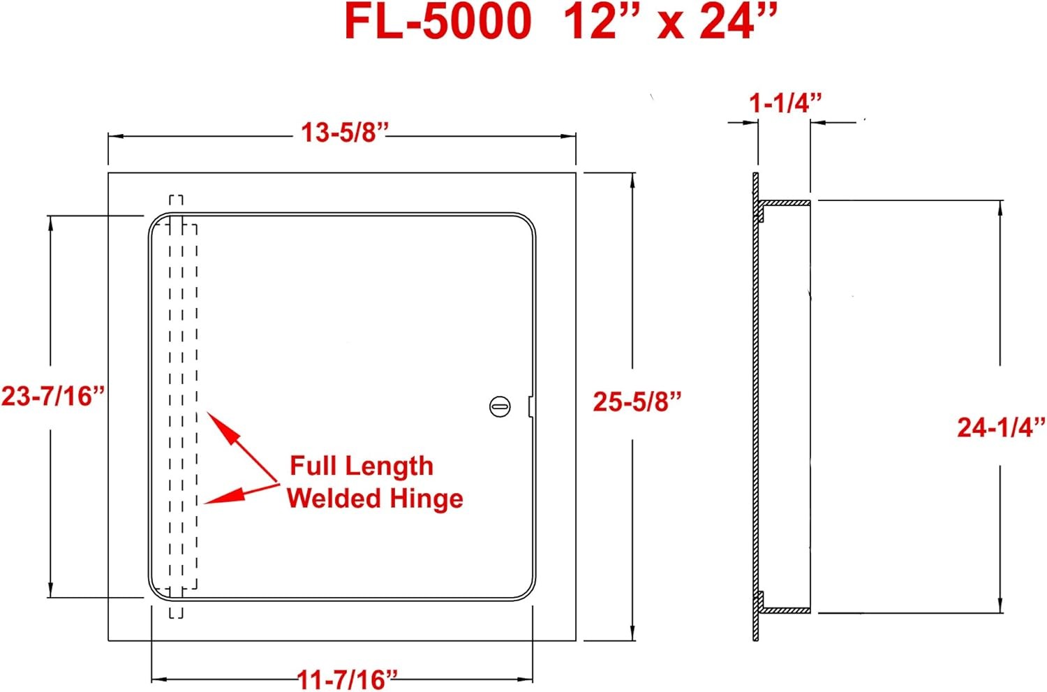 Premier FL-5000 12x24 Steel Flush Access Panel Keyed Latch White #R048