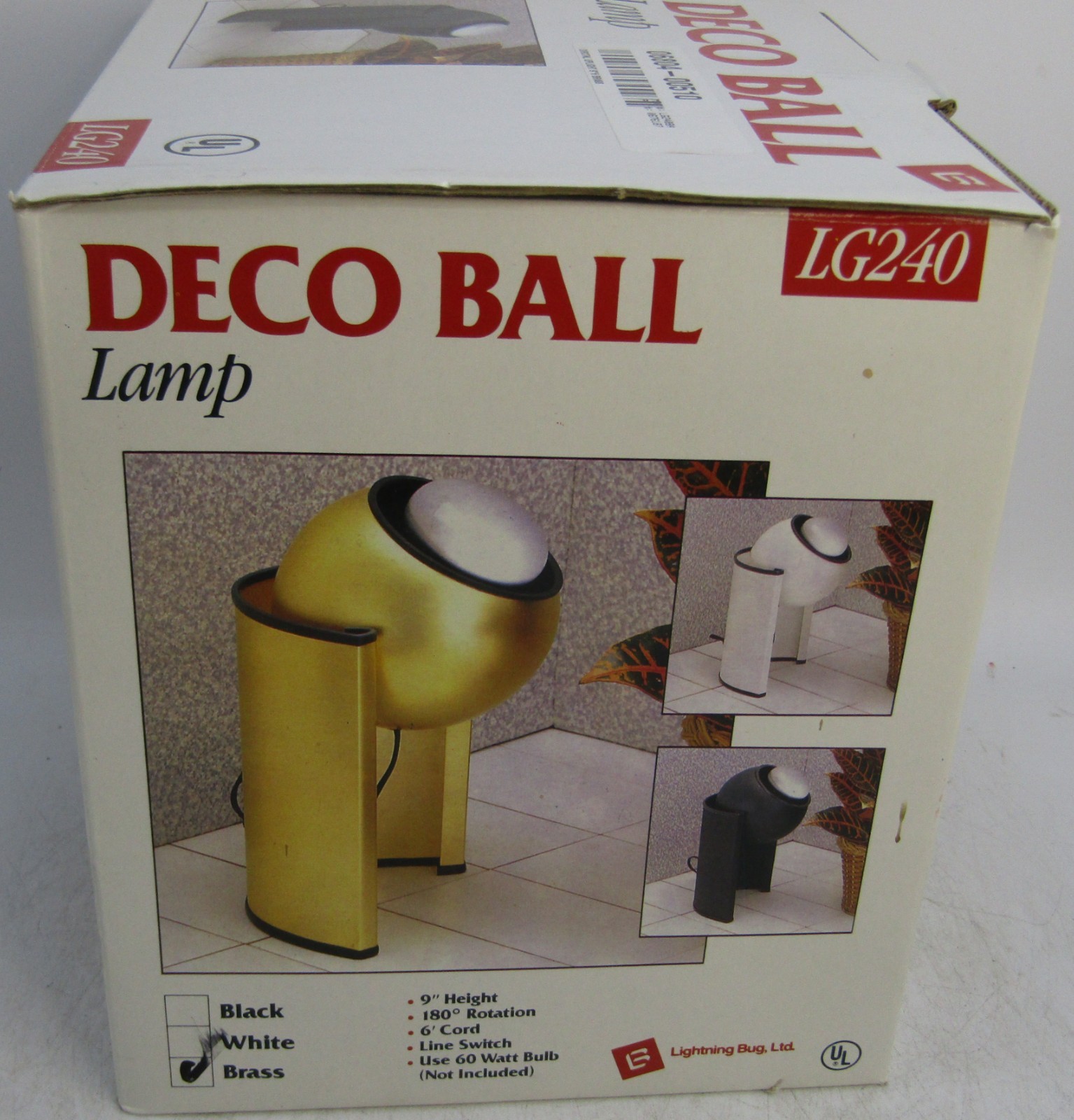 9" Gold-Tone Finish Deco Ball Lamp with 180 Degree Rotation, NIB.