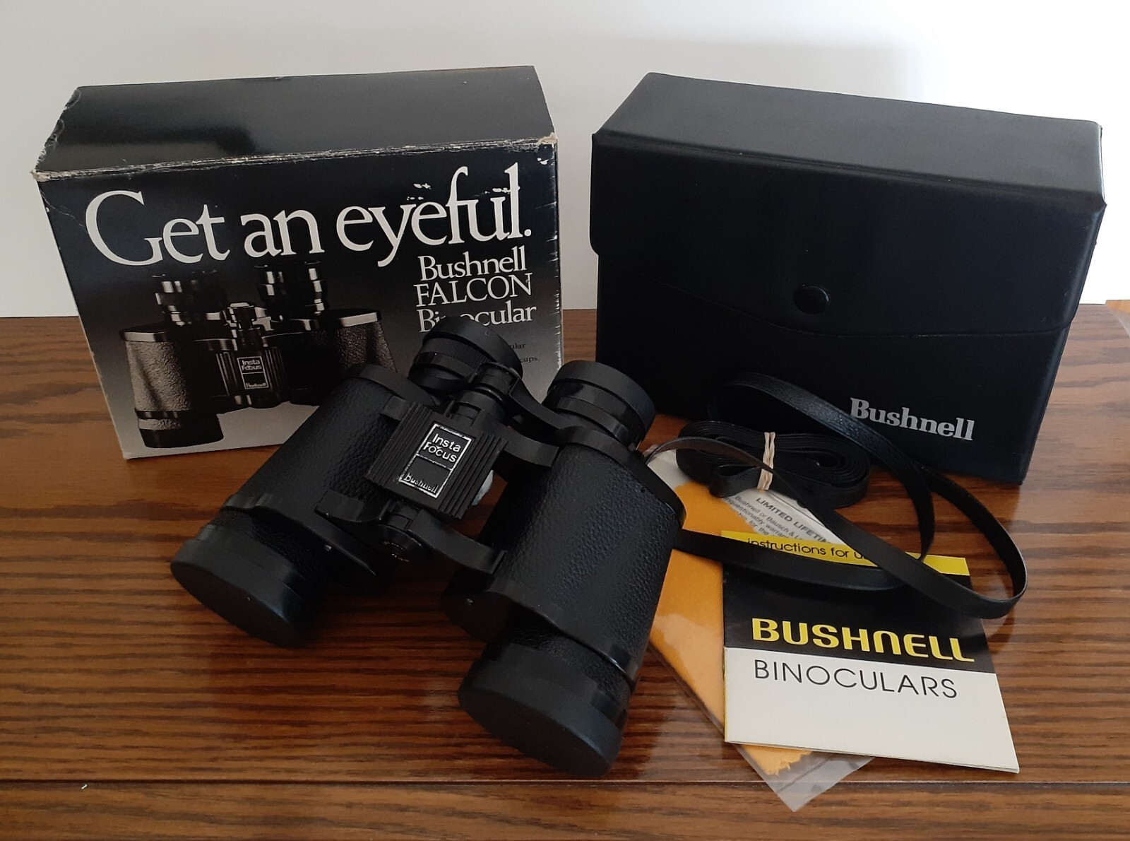 Vintage BUSHNELLL Falcon BINOCULARS 7x35, Insta-Focus , Carry Case, Original Box