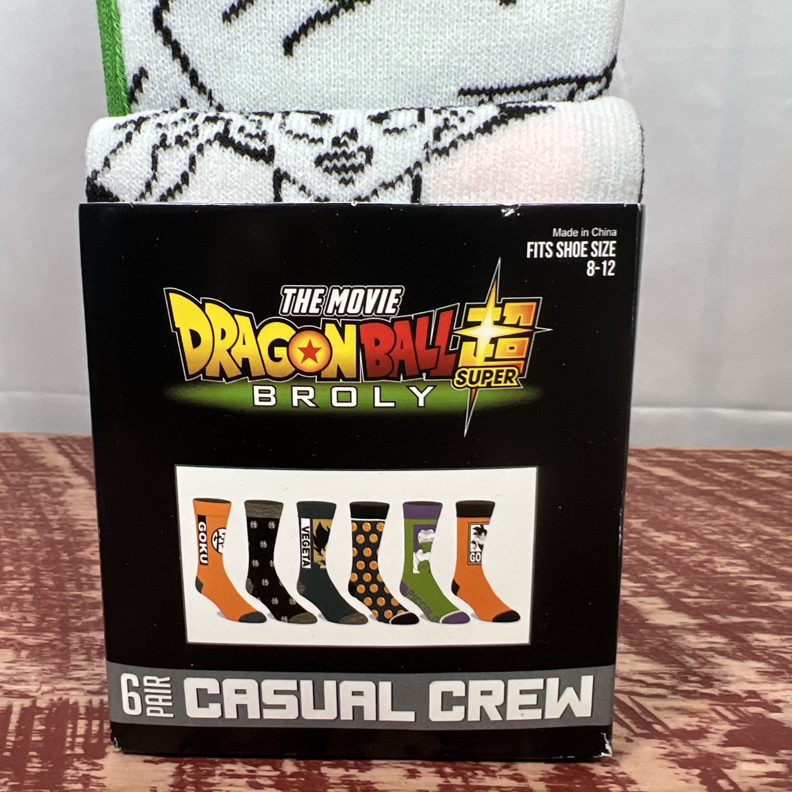 Men's Socks Dragon Ball Z The Movie 6 Pair Casual Crew Size 8-12 New in Package