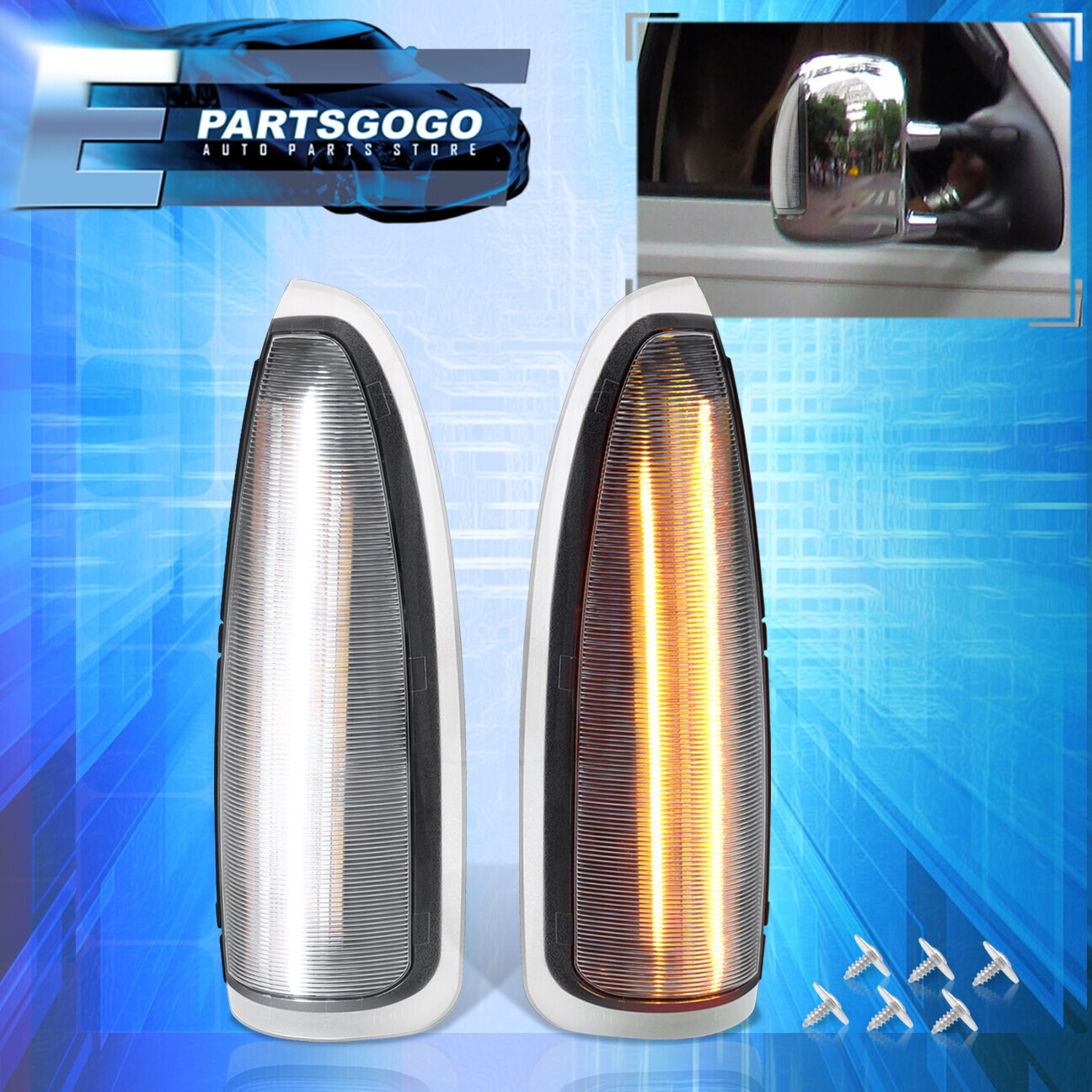 For 03-07 F250 F350 F450 F550 Super Duty Clear LED Switchback Side Mirror Lights