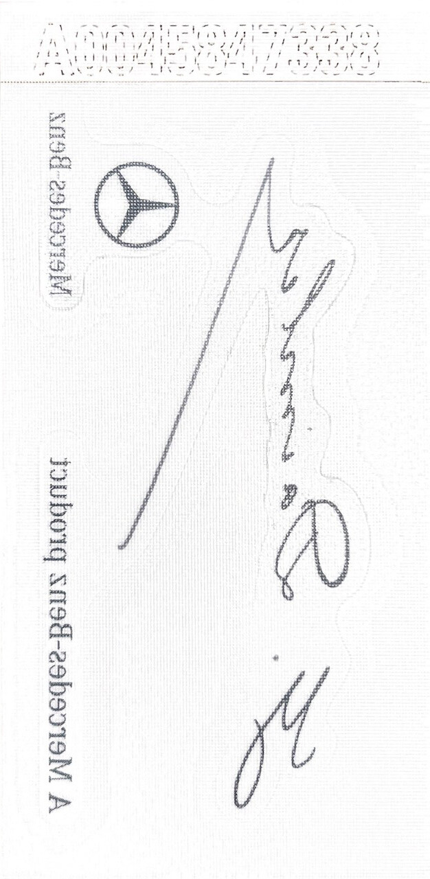 MERCEDES CLEAR WINDSHIELD GLASS DECAL STICKER SIGNATURE SIGNED BY DAIMLER