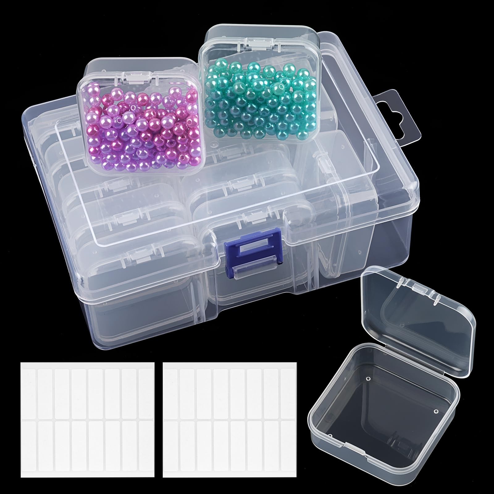 Bead Organizer and Storage, 15 Pcs Clear Storage Containers, Large, clear