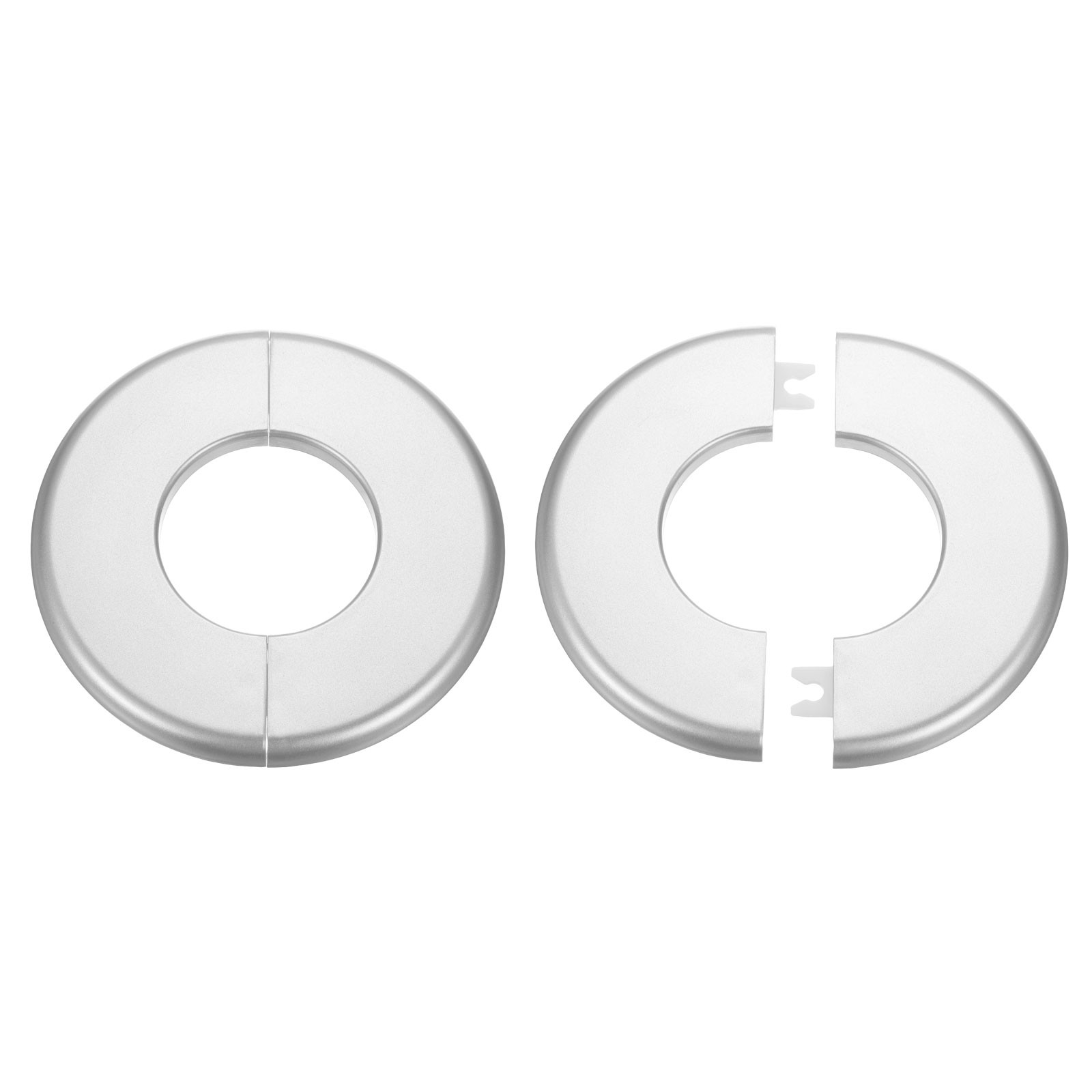 2pcs Wall Split Flange 51mm/2" Self-Adhesive Plumbing Cover Plates, Silver