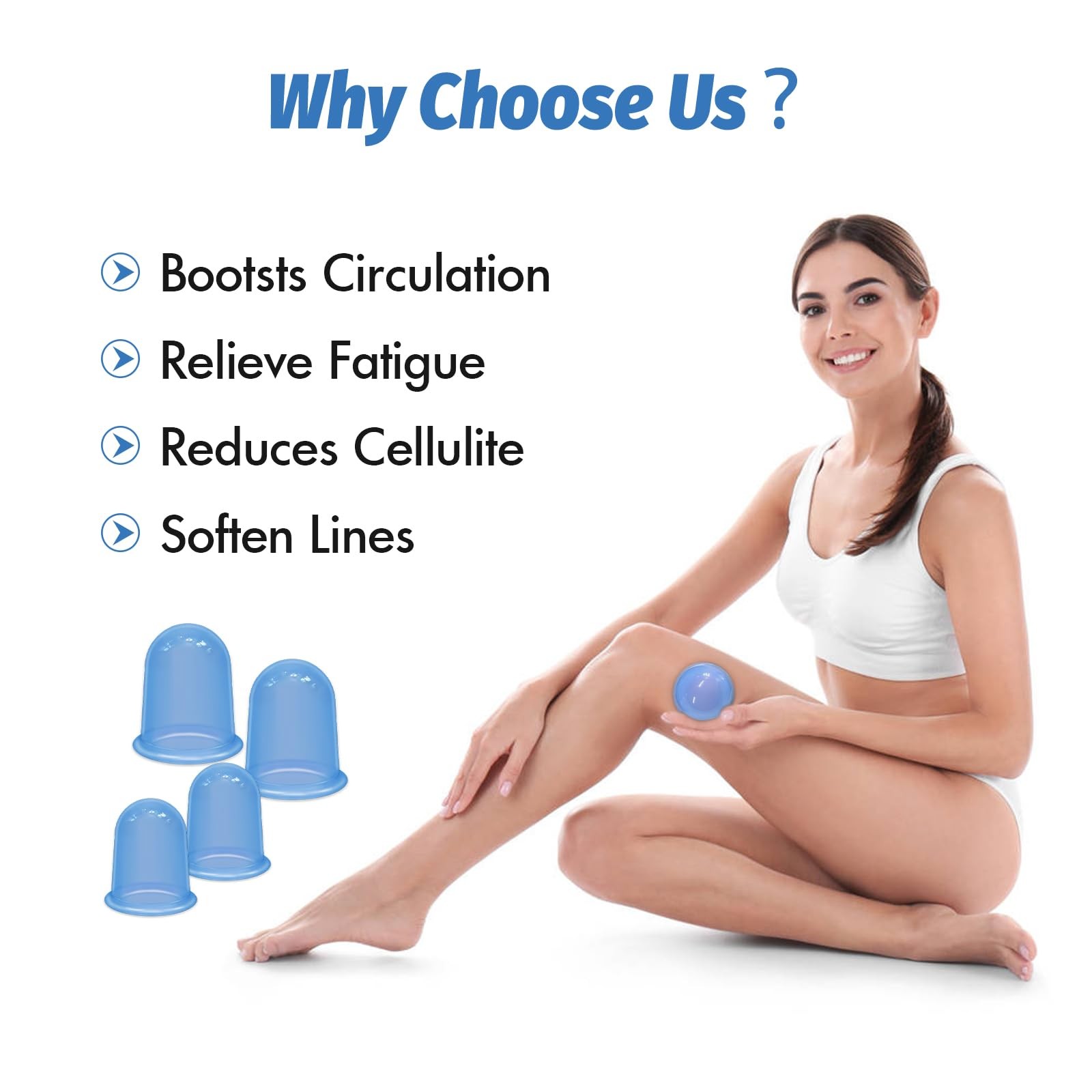 Silicone Cupping Therapy Set - Cellulite Reduction & Massage Kit (4 Cups)