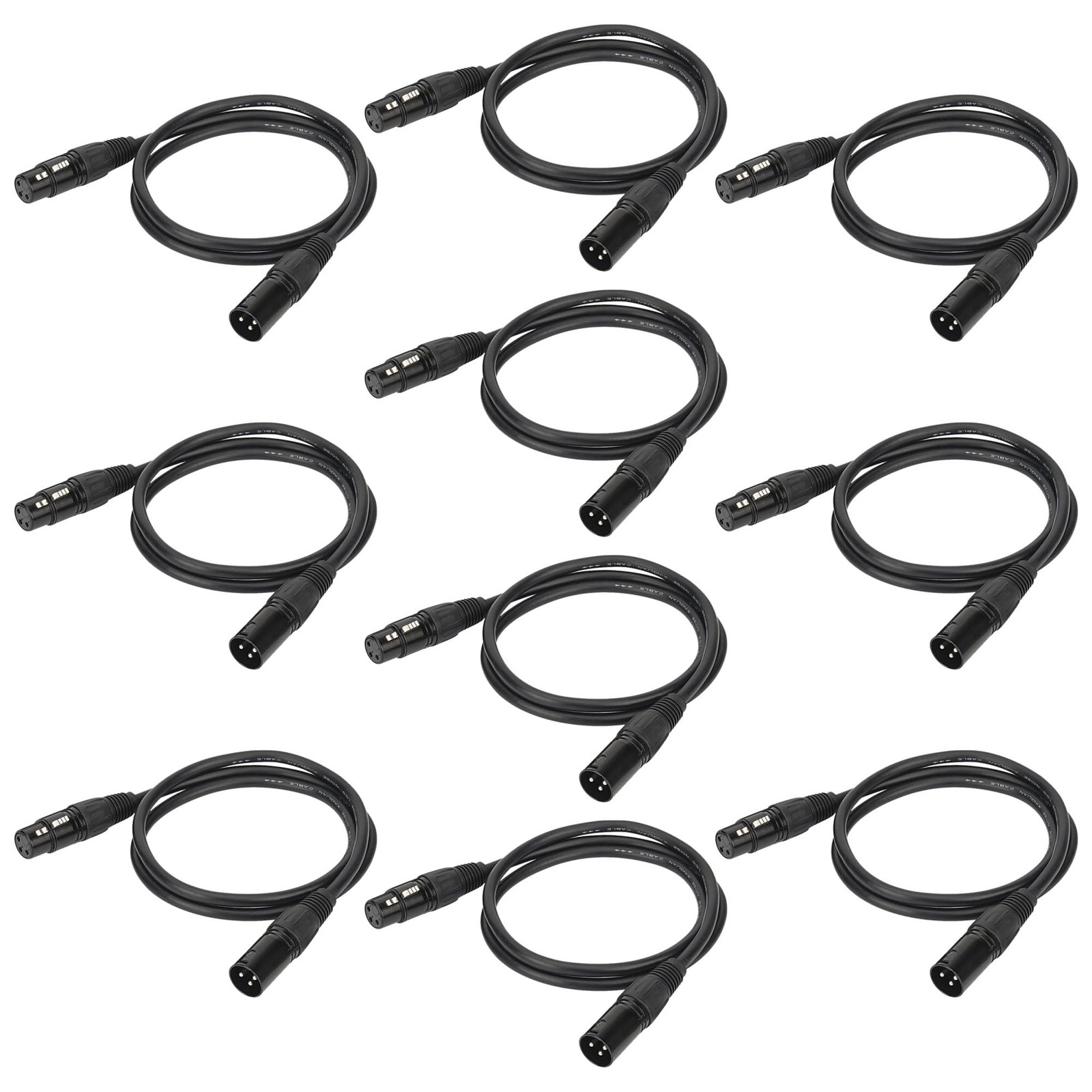 6.5ft / 2m DMX Cable, 10PCS 3 Pin DMX Cables DMX Wires, DMX512 XLR Male to Femal