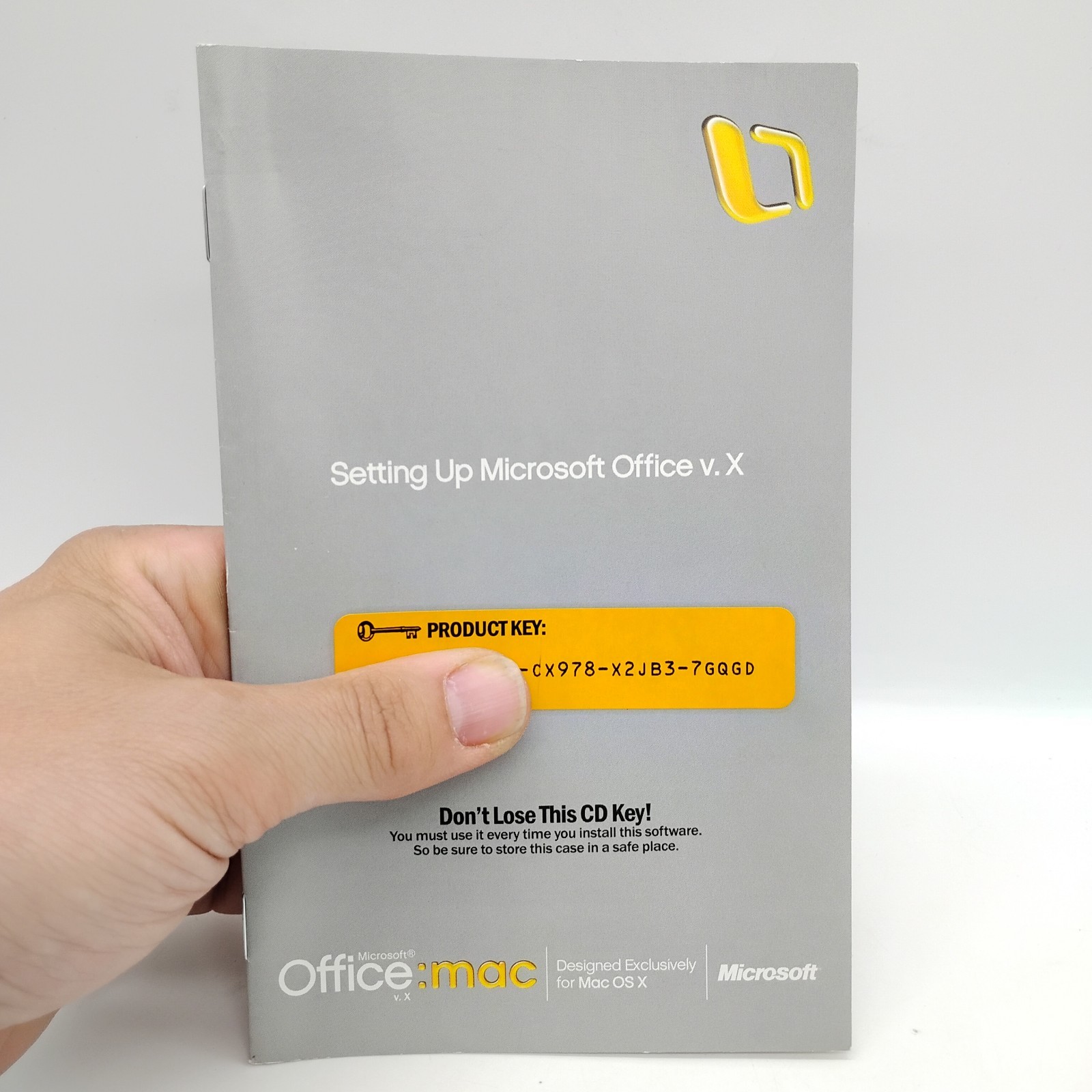 Microsoft Office: Mac v. X (Mac OS X, 2001) Software CD & Product Key & Manual