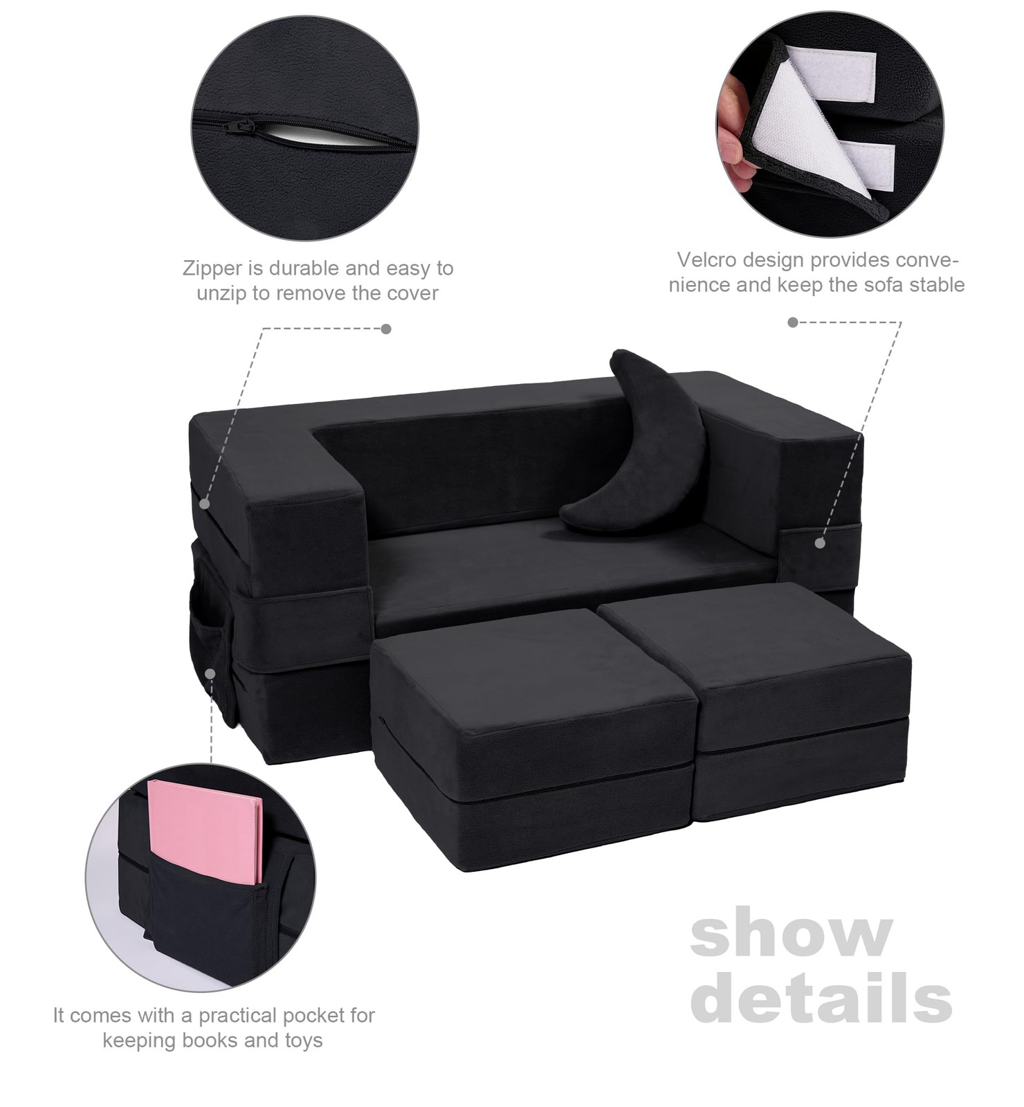 Modular Kids Sofa,Toddler Couch Foam Armchair for Kids, Children Convertible ...