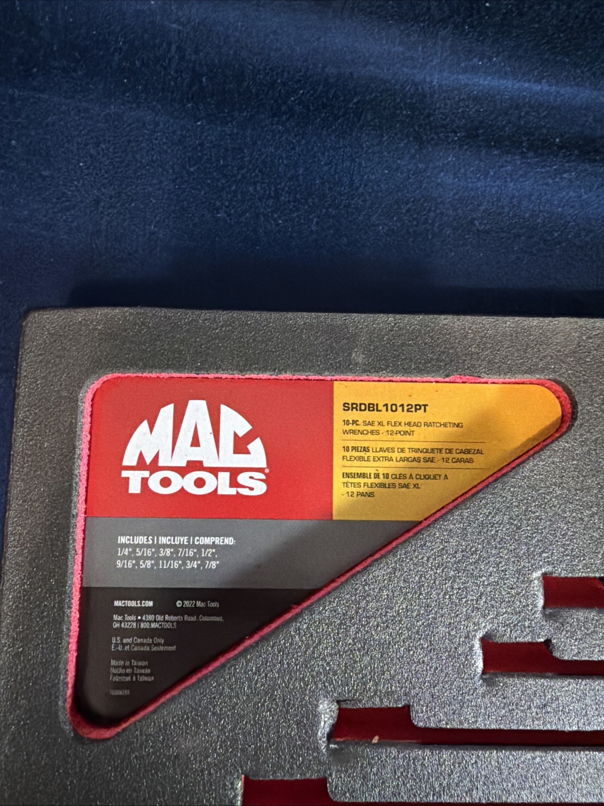 Mac Tools SRDBL1012PT Foam Organizer