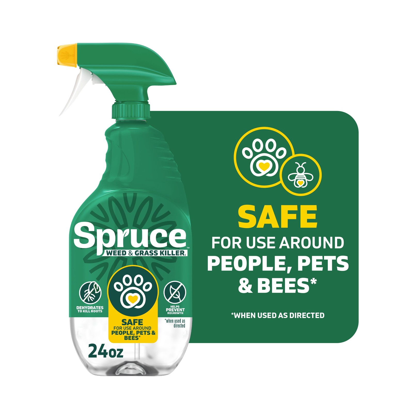 Spruce Weed & Grass Killer – 24 oz Trigger Spray, Safe Around People,Pets & Bees