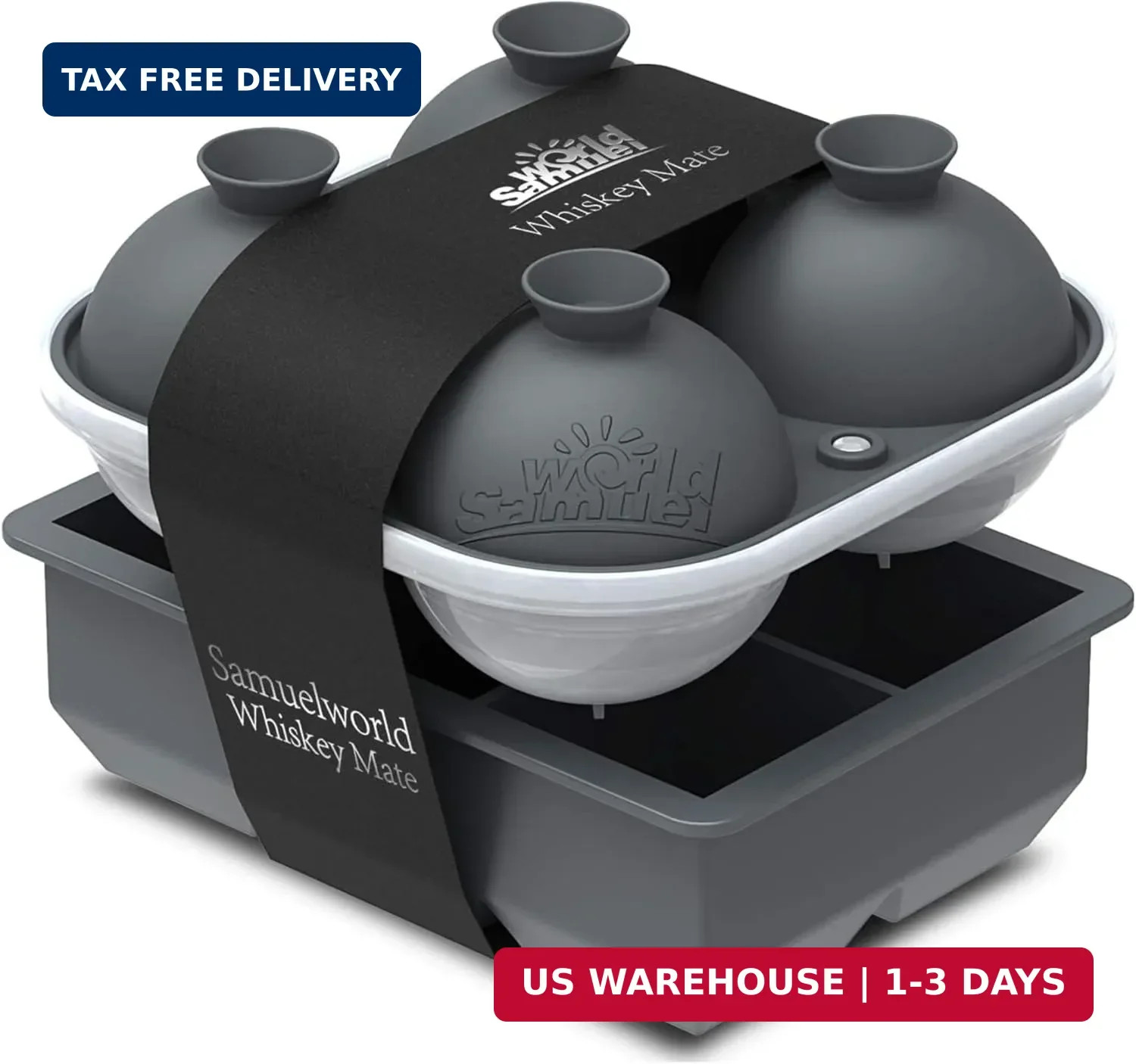 Samuelworld Large Silicone Premium Ice Trays, 2-Pack Combo, 2 Inches Big Cubes &