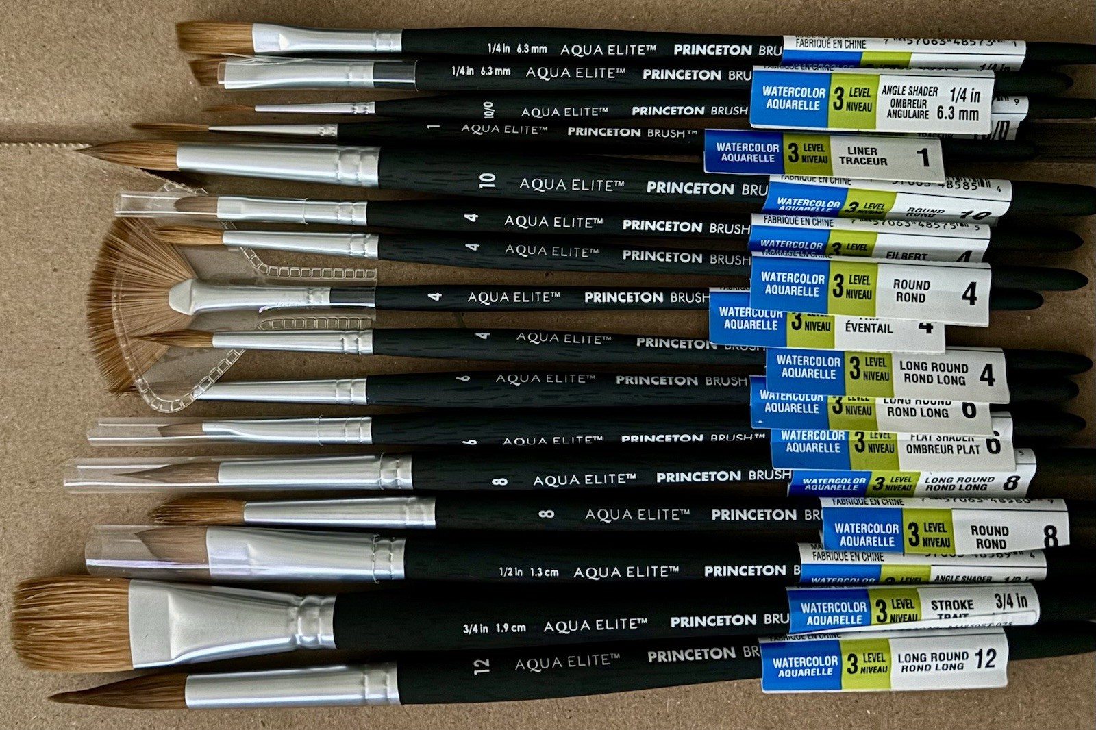 Princeton Aqua Elite 16pc Artist Brushes Watercolor Paint Brush Mixed Set NEW