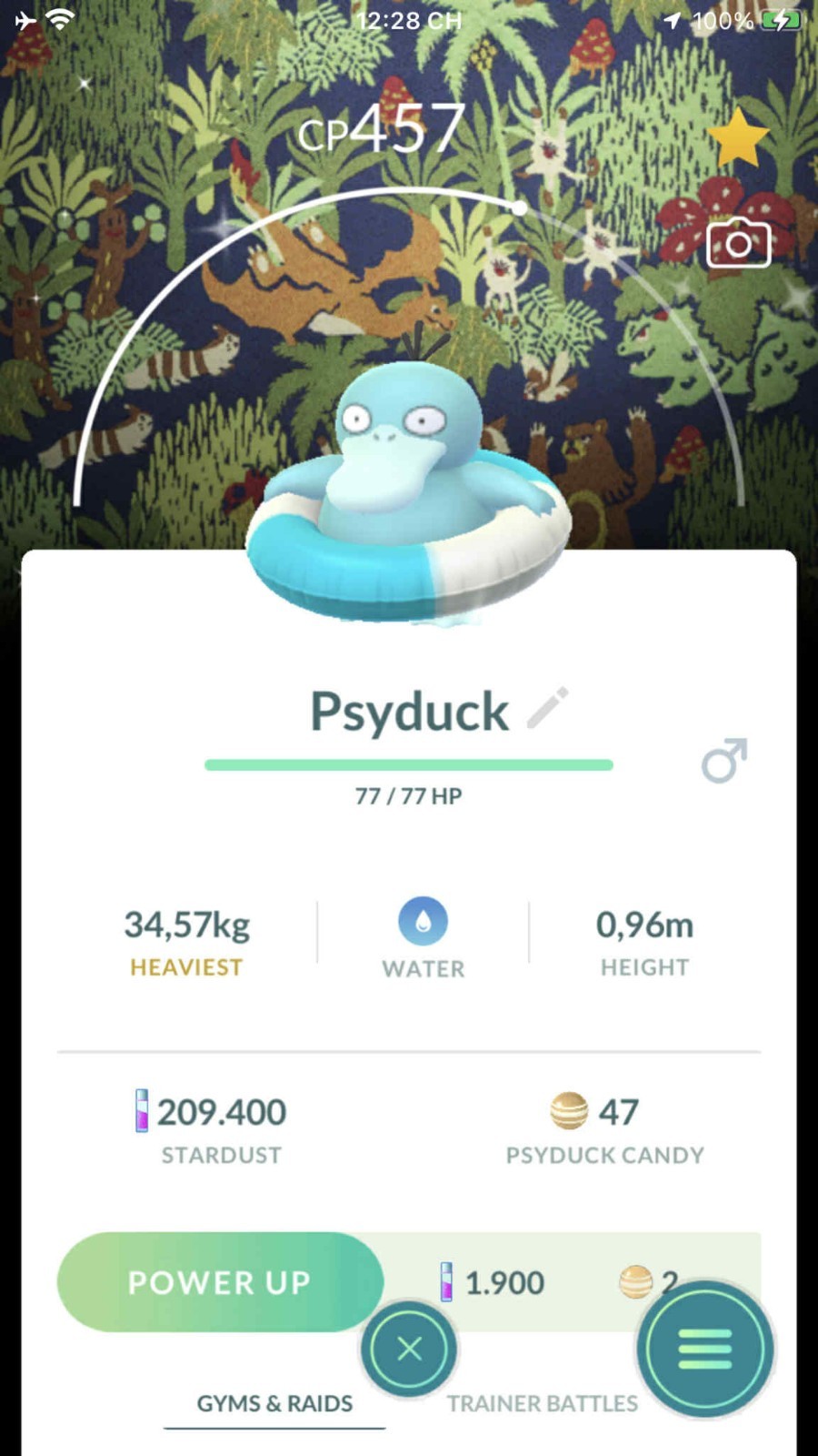 Pokemon Shiny Psyduck Swim Ring Special Background - P T C Mi'ni GO- Description