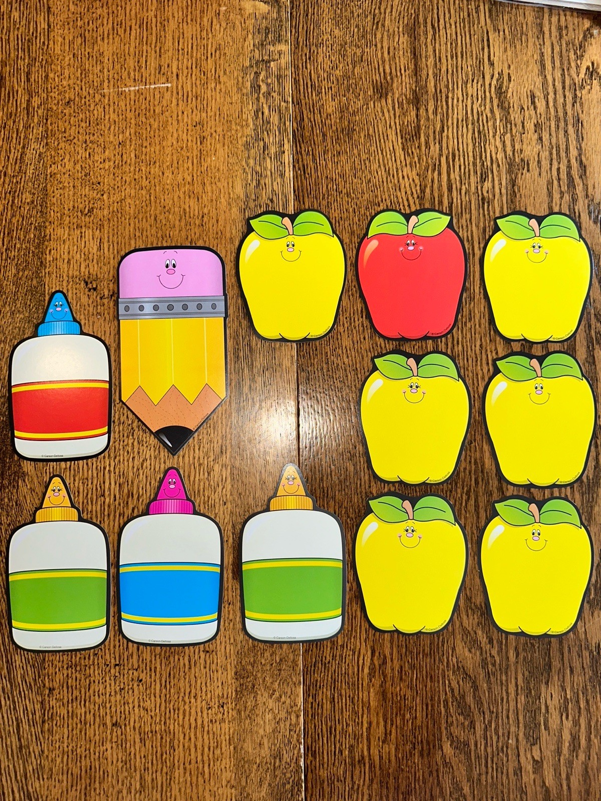 Vtg Carson Dellosa Smiling School Supplies Bulletin Board Diecut Cutout Set 12