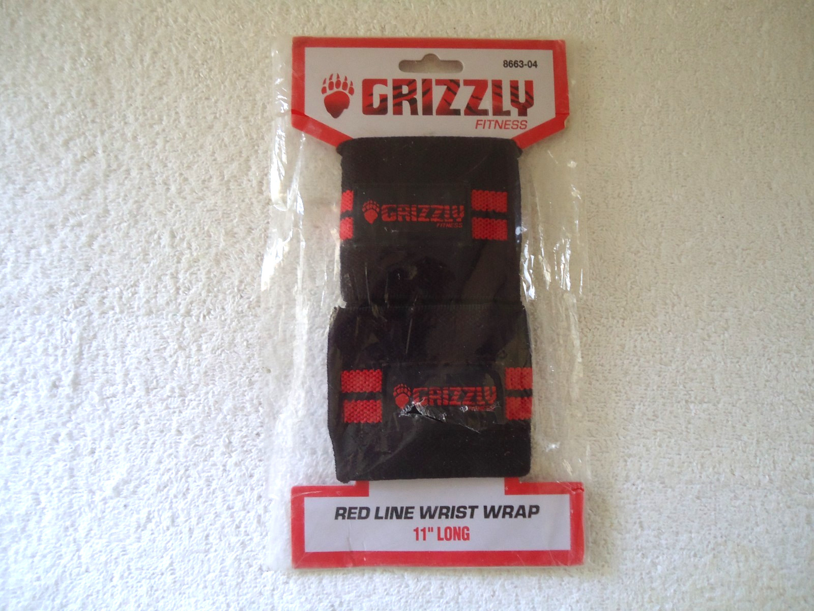 " NIP " Grizzly Fitness # 8663-04 Red Line Wrist Wrap 11" Long " Great Gift "