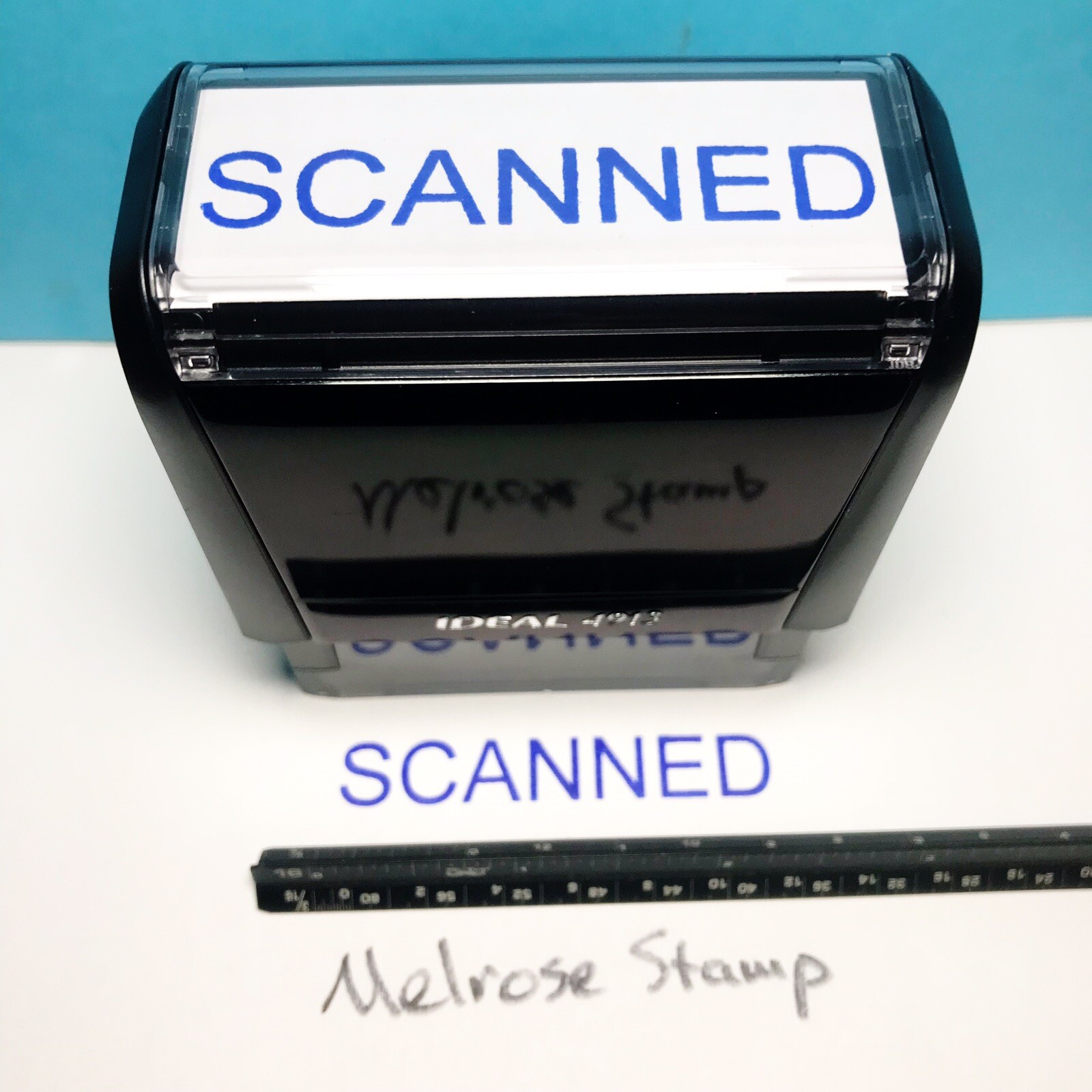 Scanned Rubber Stamp Blue Ink Self Inking Ideal 4913