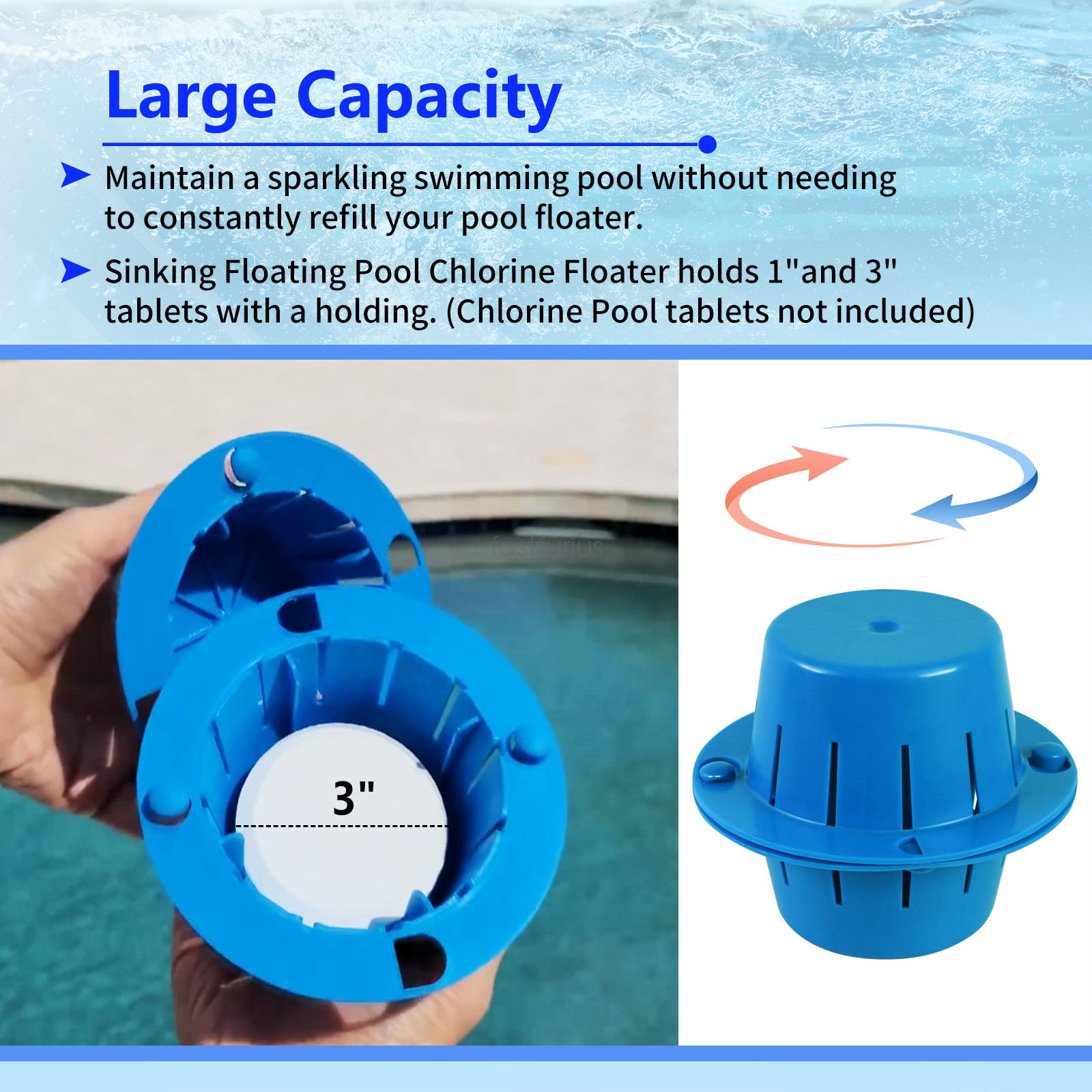 Pool Chlorine Dispenser Sinking Floating Uses Less Chlorine Do not produce odor