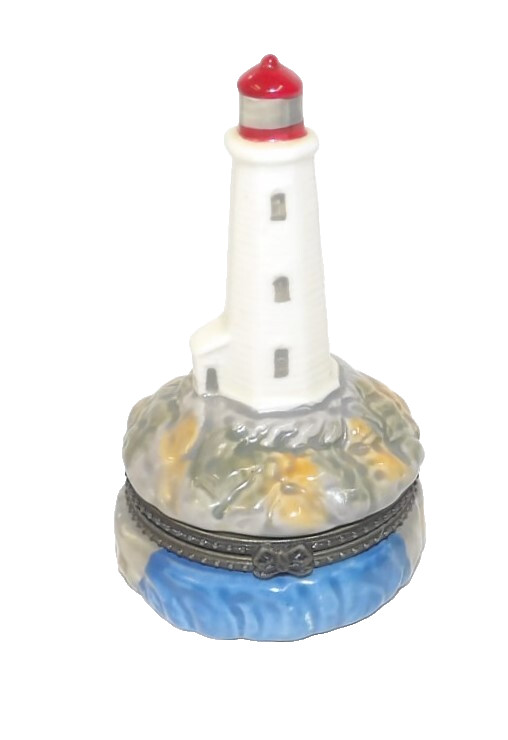 Lighthouse Trinket Jewelry Hinged Ring Box