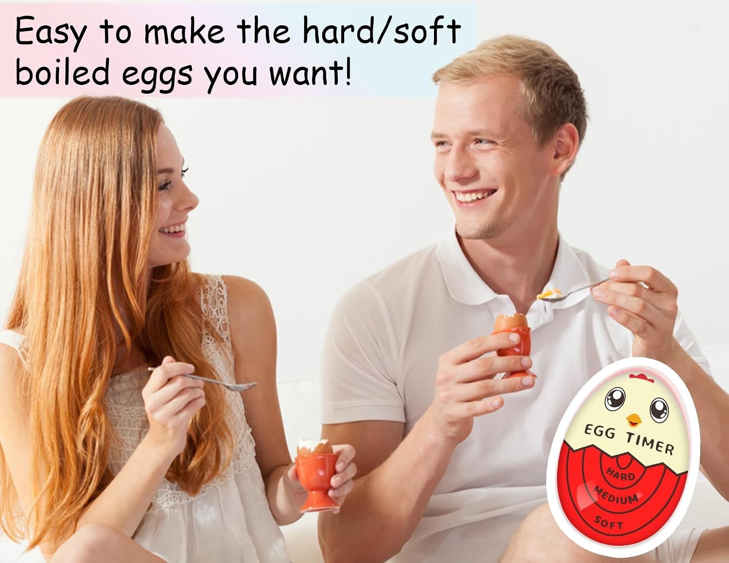 Egg Timer for Boiling Eggs that Changes Color When Done, Red