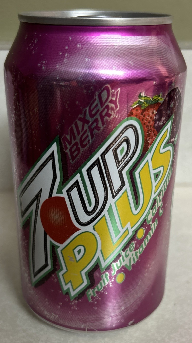 Vintage 7UP PLUS MIXED BERRY 12oz. Empty Aluminum Pull Tab Soda Can