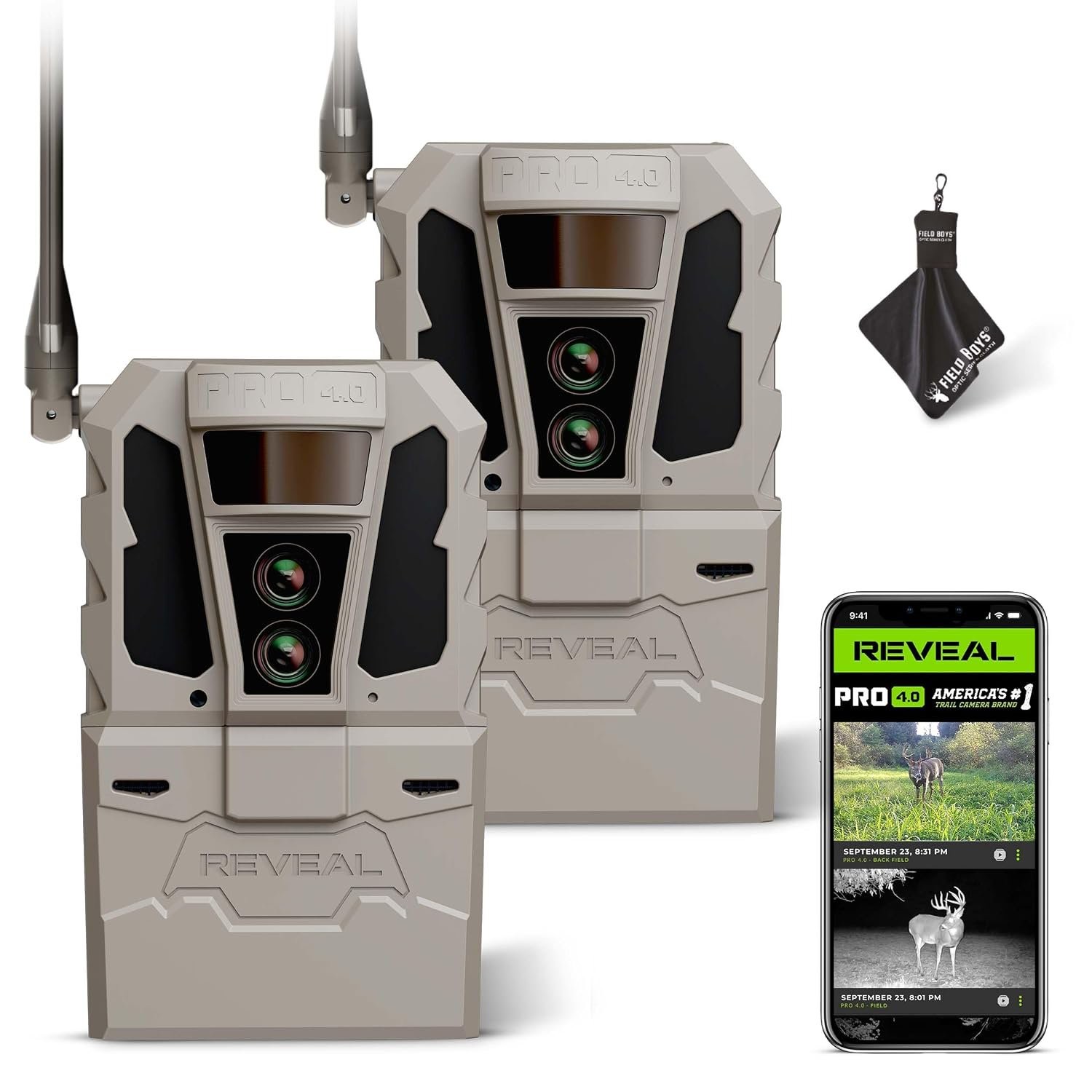 Tactacam Reveal Pro 4.0 Cellular Trail Camera (2-Pack) – Dual Sensors, 4K...