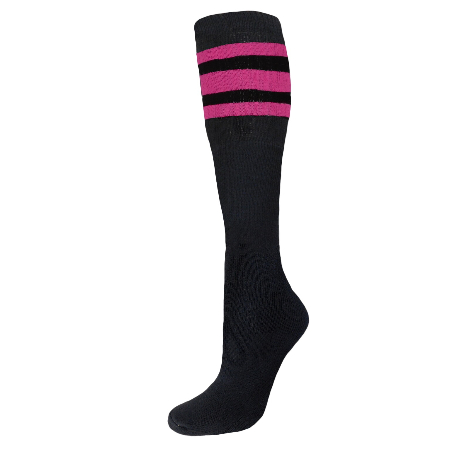 12 PAIRS BLACK STRIPED TUBE SOCKS FULL CUSHION OLD SCHOOL LONG SOCKS SIZE 10-15
