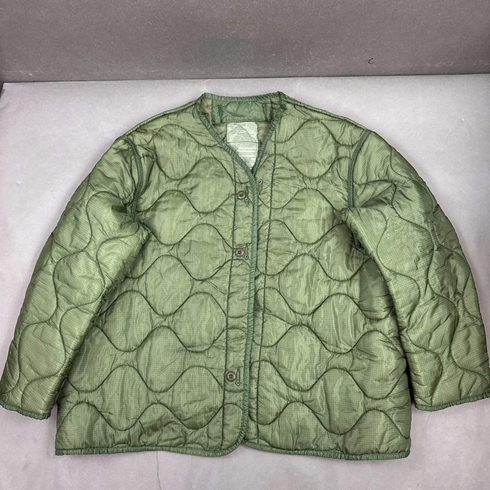 US Military Coat Liner Men Extra Large Green Cold Weather Quilted Jacket Insert
