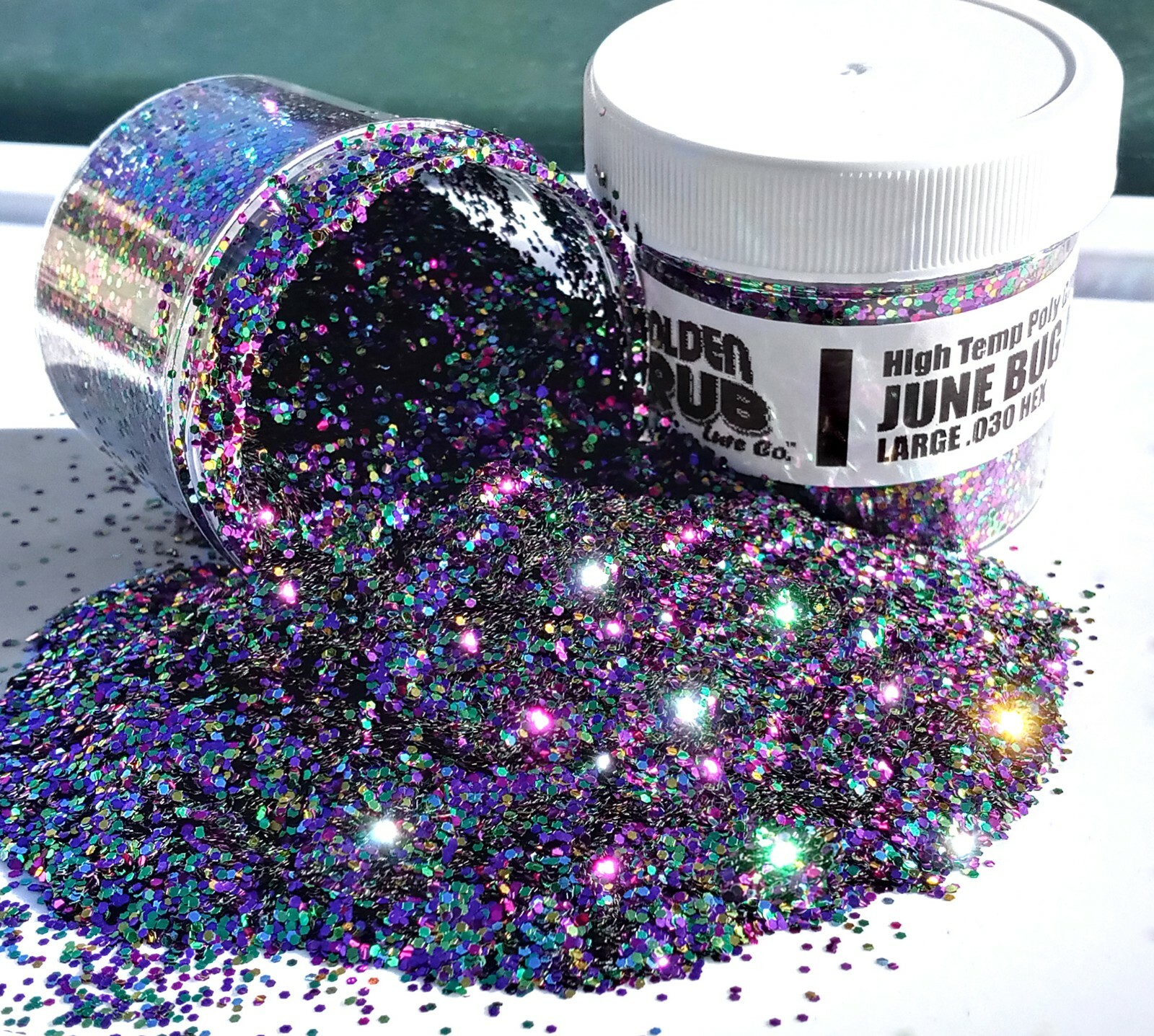 NEW 2 OZ JUNE BUG MIX Hi-Temp Glitter .030 Hex Fishing Lure Making plastisol