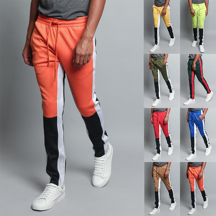 GSTYLE USA Men's Color Blocked Sports Workout Techno Track Pants    -TR523- D14H