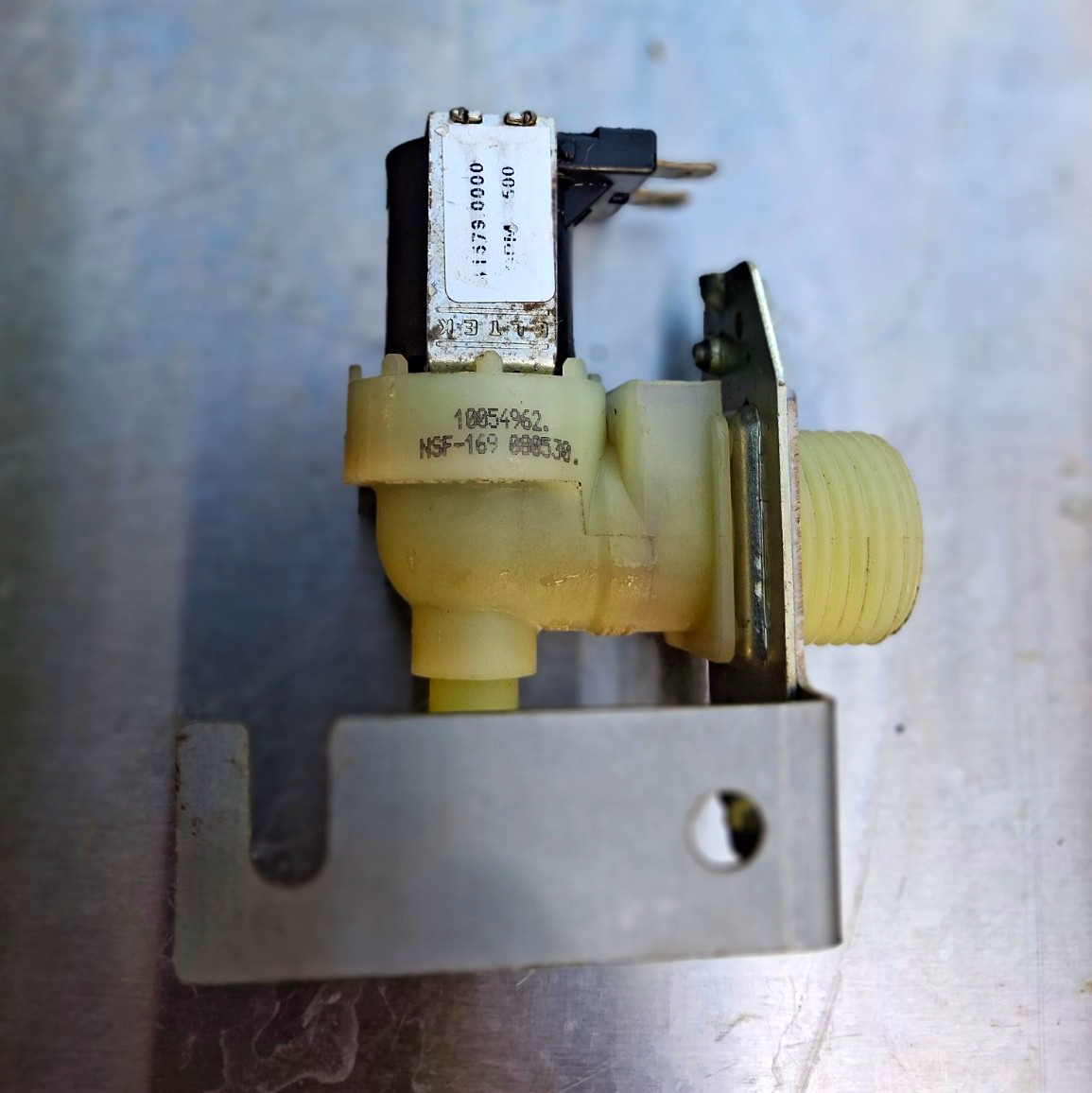 Coffee Machine Water Inlet Valve 10054952 w/ Mounting Bracket Beige/Silver