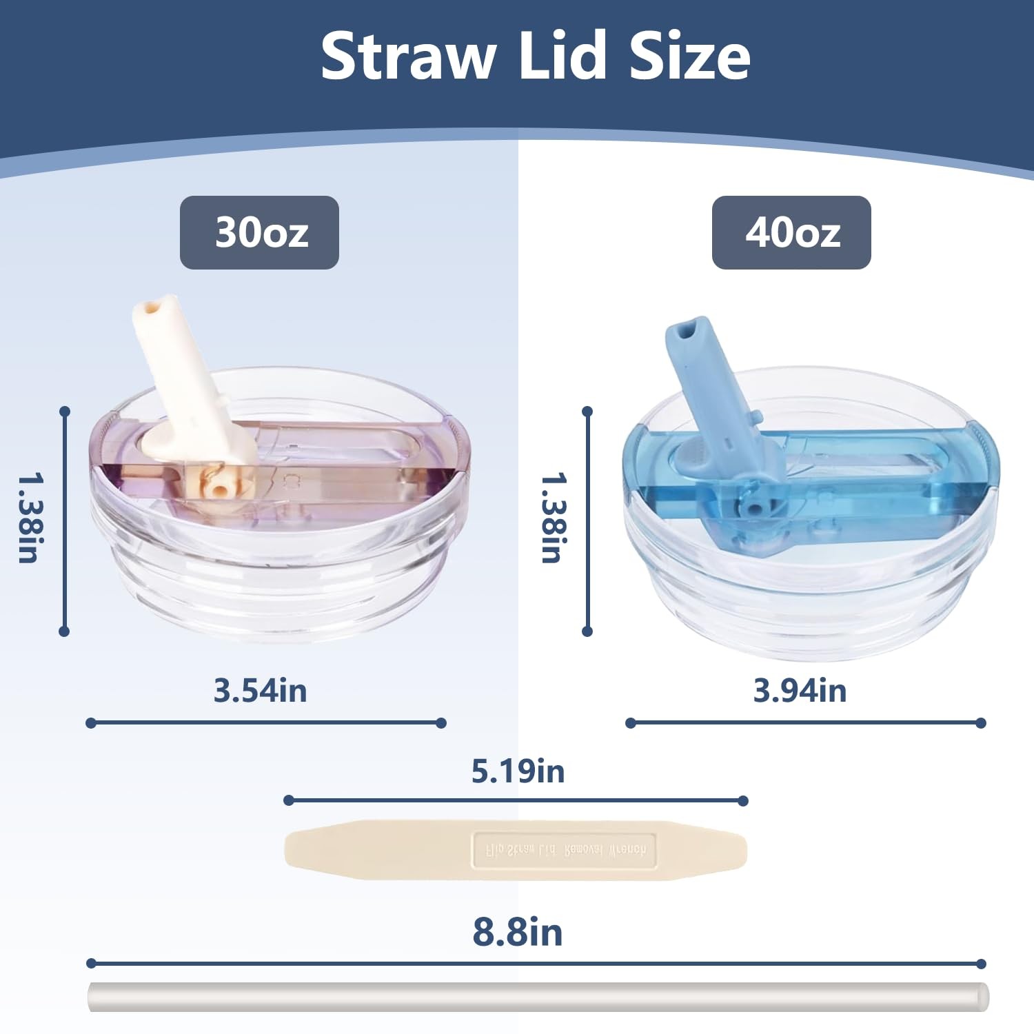 2 Pack 40oz Flip Straw Lid Replacement for Stanley Quencher, White