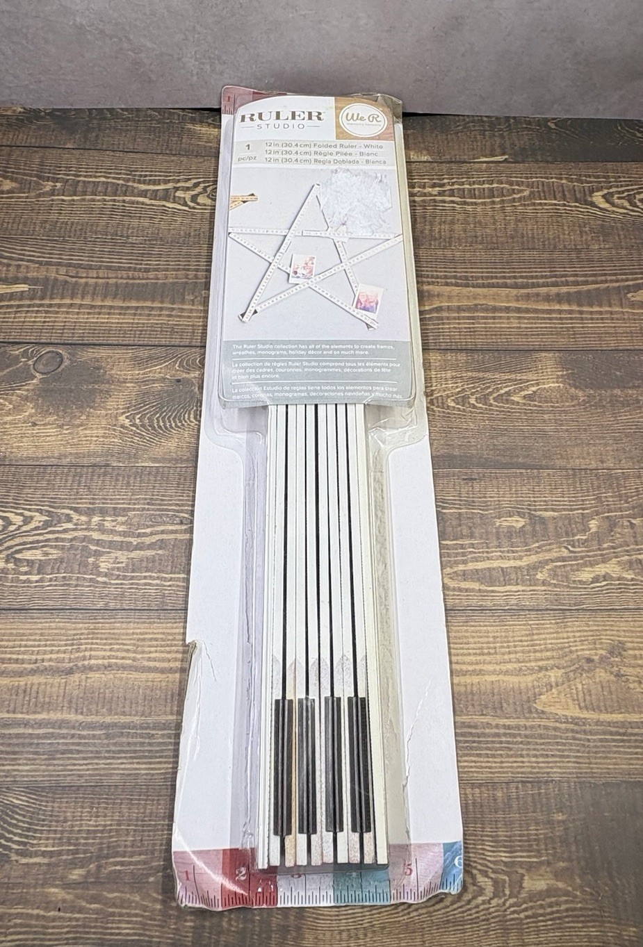 NOS 2015 We R Memory Keepers Ruler Studio Star FoldedRuler American Crafts White