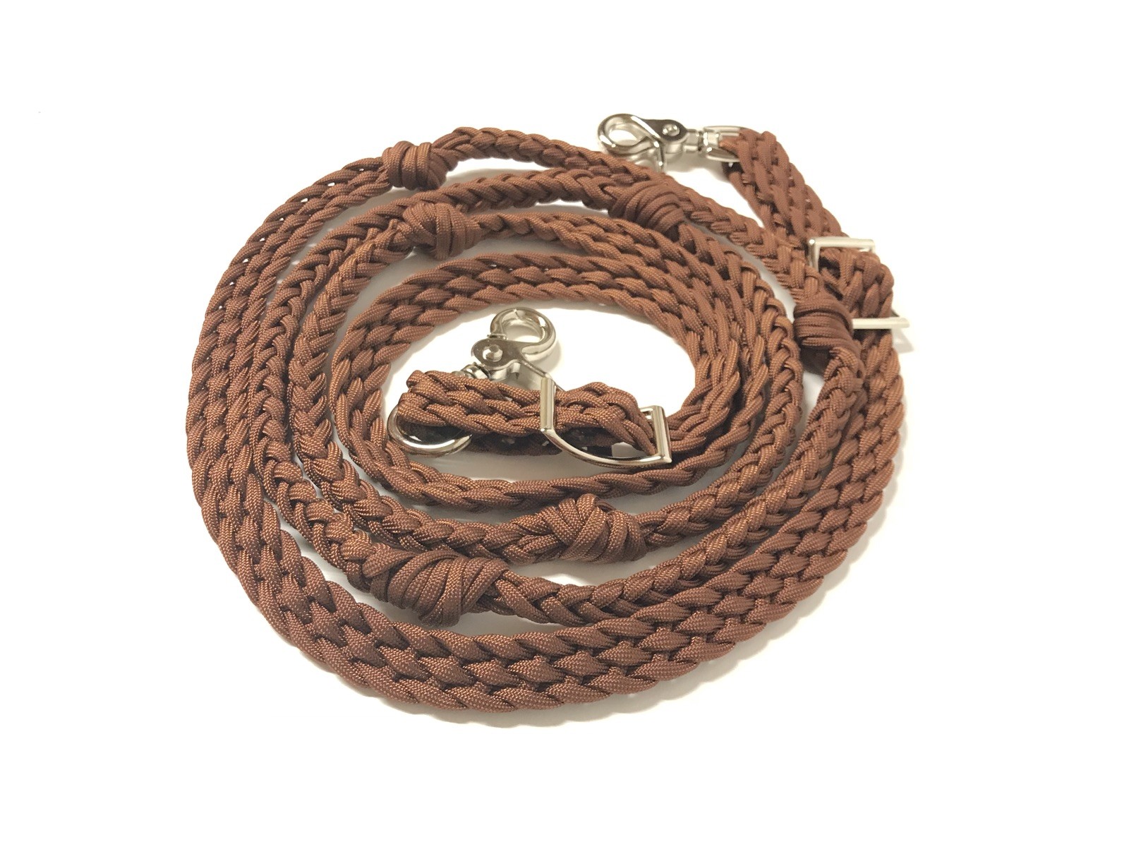 Barrel Reins With Grip Knots Hand Braided Chocolate Brown Paracord Western Tack