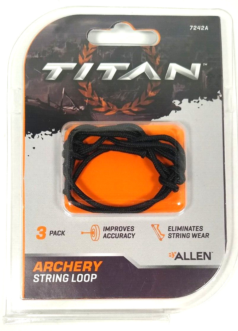 Lot of 2 Titan String Loops for Archery Bowstrings, 3-Pack, Black