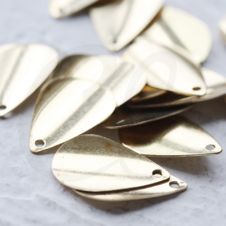20 Pieces Raw Brass Curved Teardrop Charm - 14.5x9.5mm (3577C)