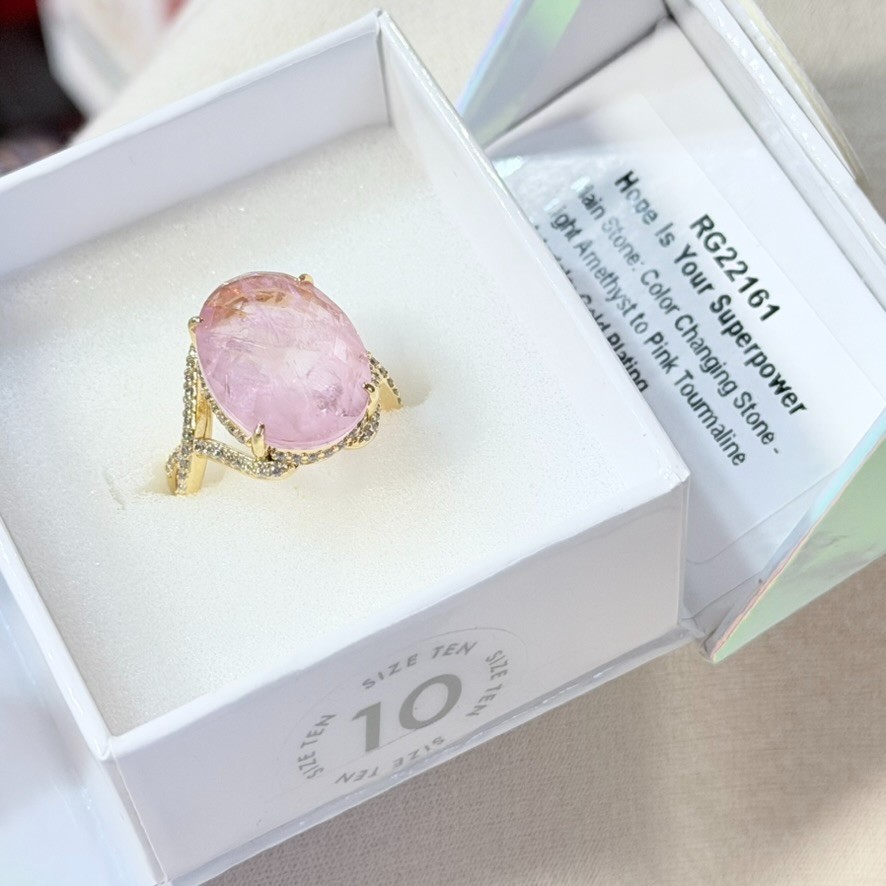 Bomb Party Ring Sz 10 MHA "Hope Is Your Superpower" Color Changing Stone on GOLD
