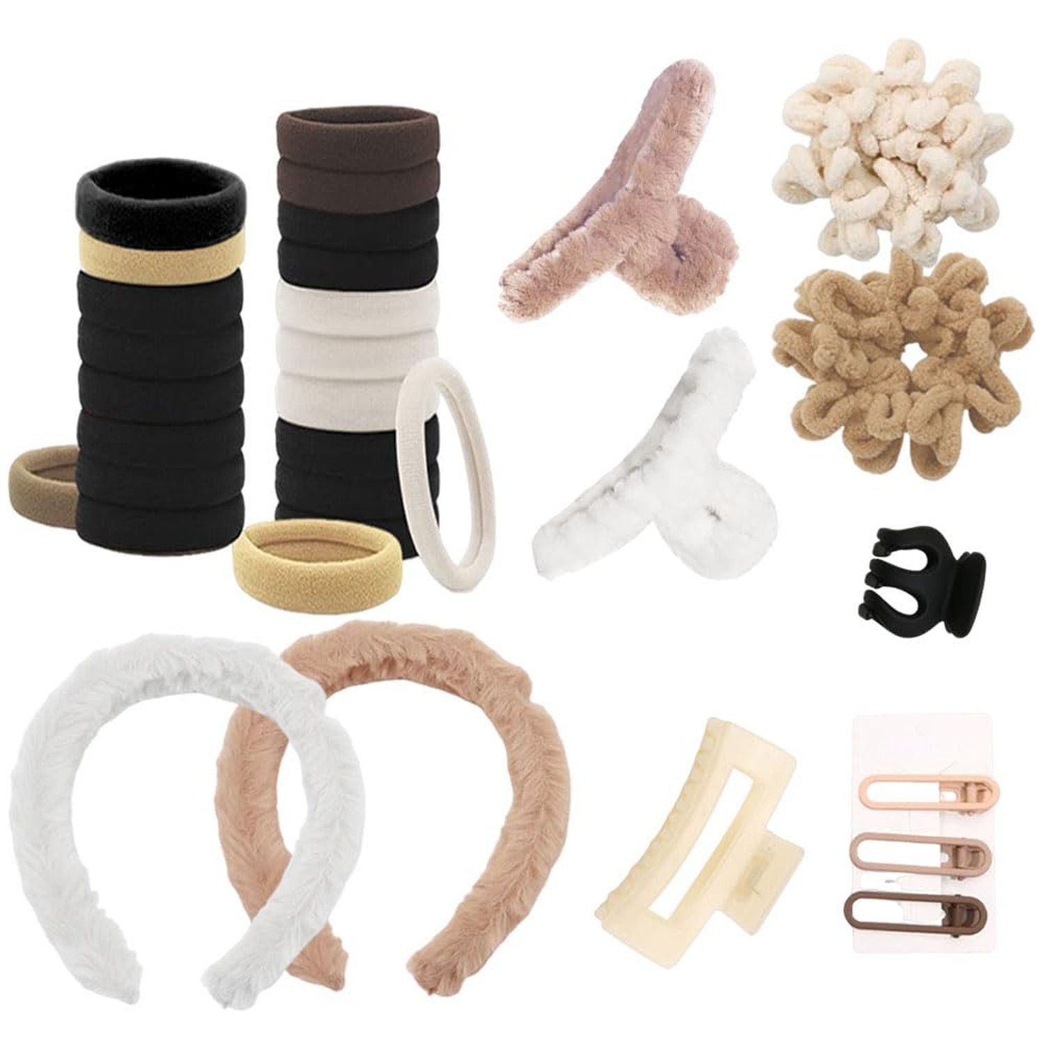 Hair Accessories Set for Women, Fuzzy Hair Bands Fuzzy Headband Acrylic Claw ...