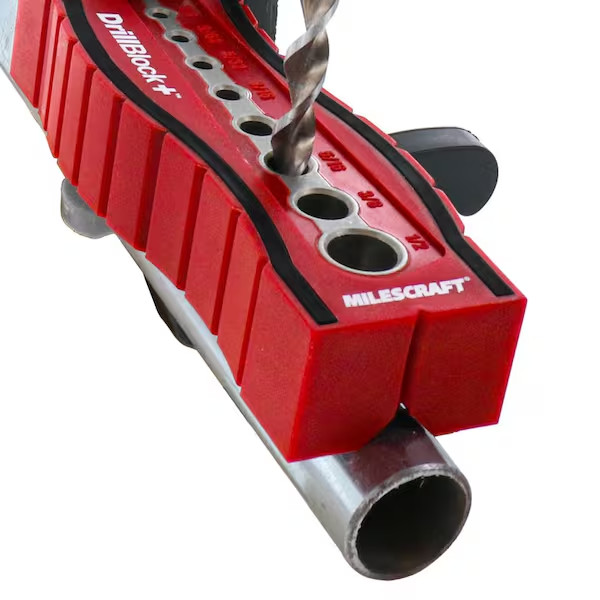 Drill Block Plus Handheld Drilling Guide w/9 Bushing Sizes - Easy To Cut On Flat