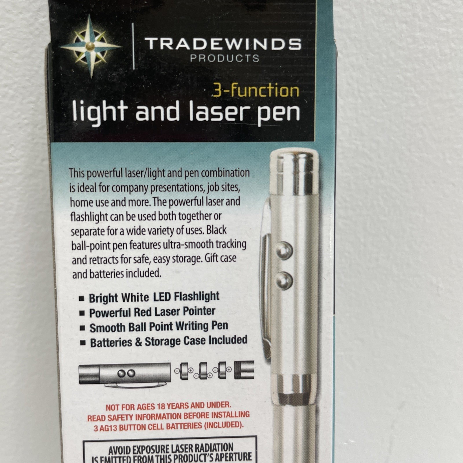 "Tradewinds" Laser Flash Light Pens 3 Function Combo TWO PENS- BRAND NEW