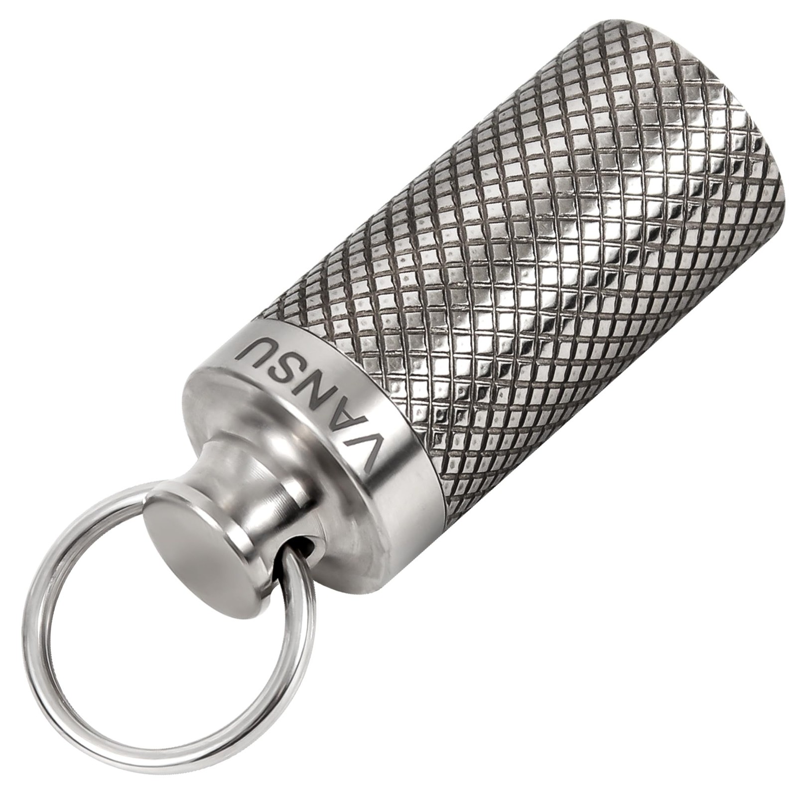 VANSU Titanium Waterproof Keychain Pill Holder 1 Count (Pack of 1), Silver