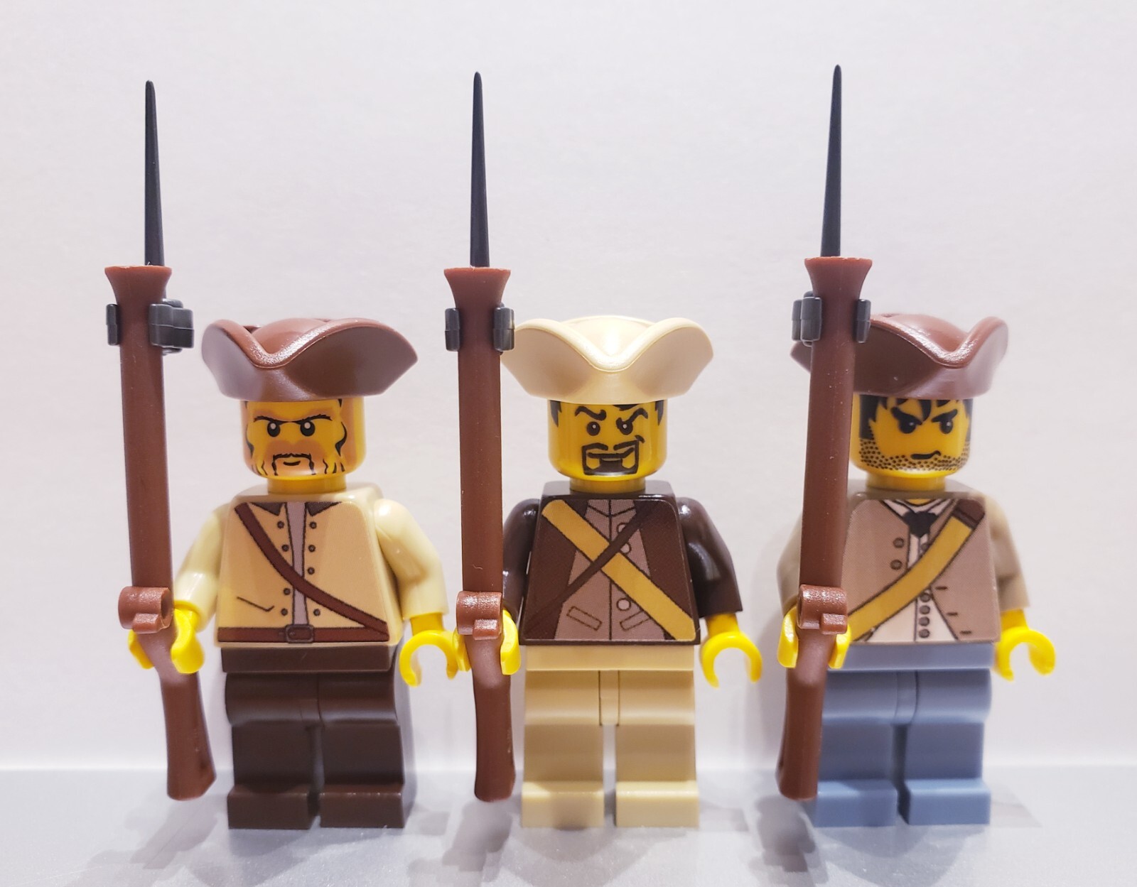 American Revolution Colonial Militia Soldiers made with real LEGO® Minifigure
