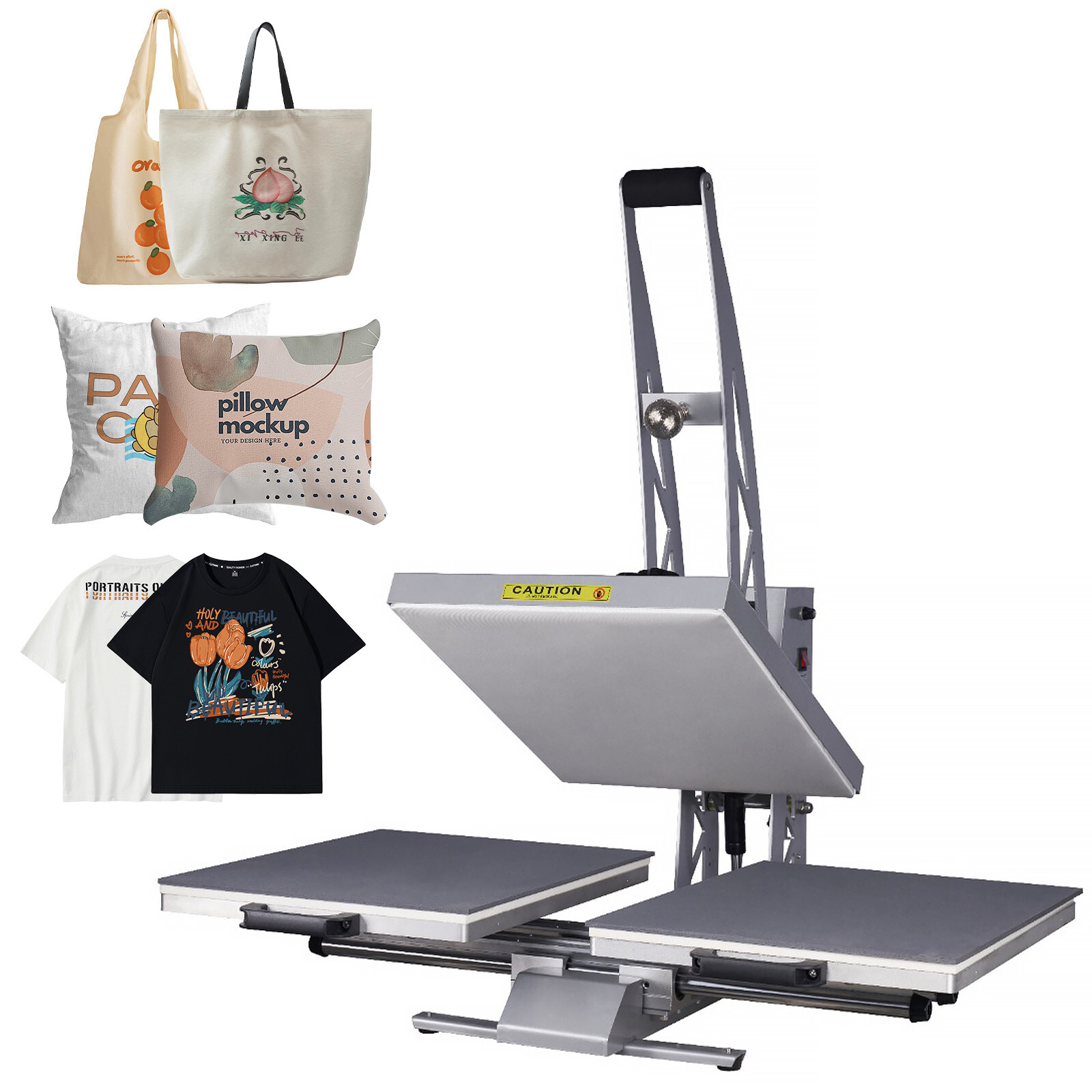 24"x16" Aluminum Semi-auto Open w 2 Platen Heat Press Machine for Commercial Use