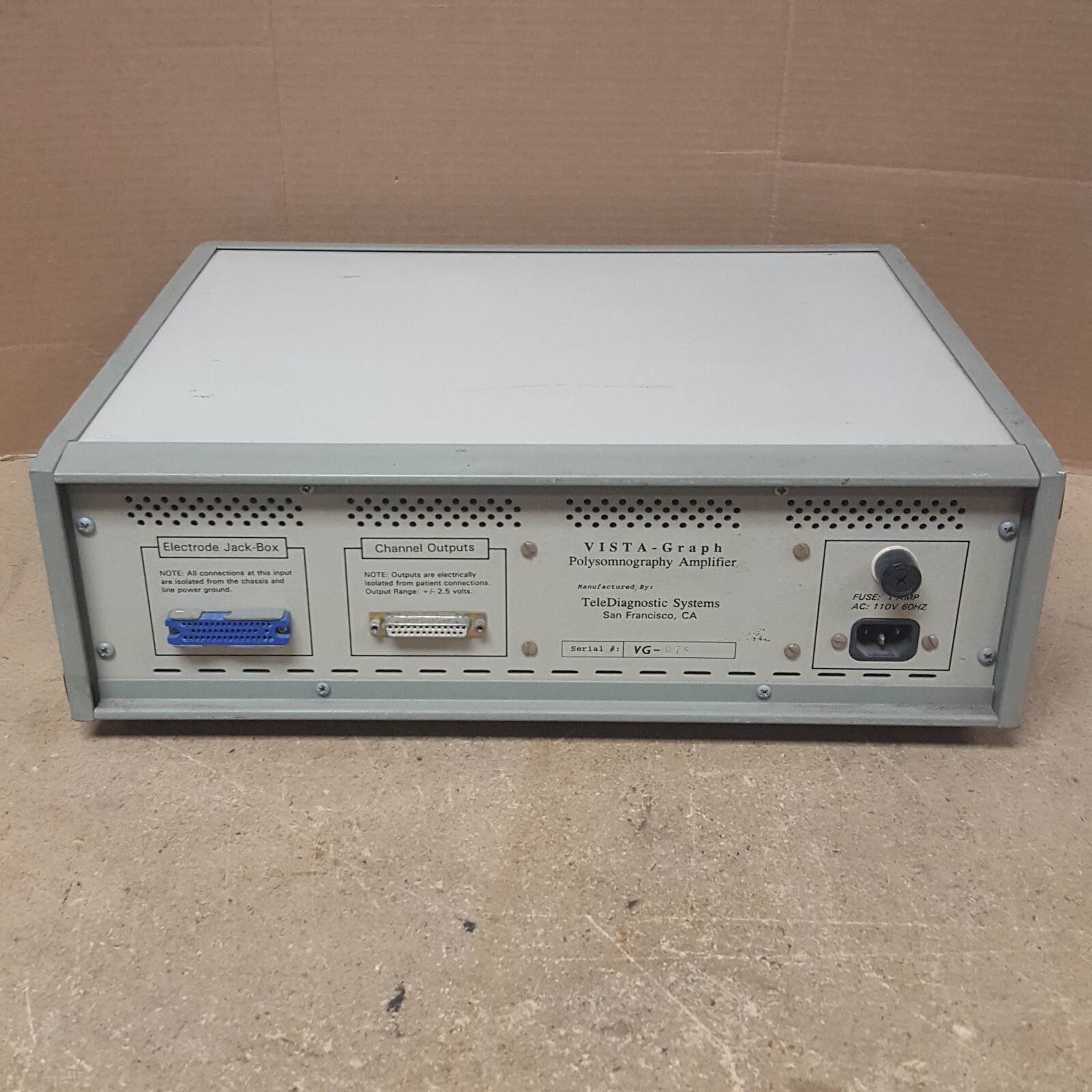 Vista-Graph Polysomnography Amplifier - Powers On - No Power Cord - USED